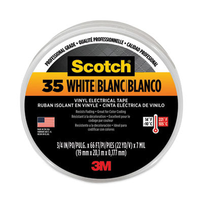 3M™ Scotch 35 Vinyl Electrical Color Coding Tape, 3" Core, 0.75" x 66 ft, White - Flipcost