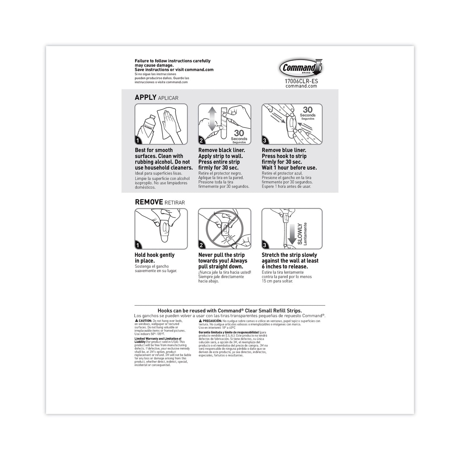 Command™ Clear Hooks and Strips, Mini, Plastic, 0.5 lb Capacity, 18 Hooks and 24 Strips/Pack