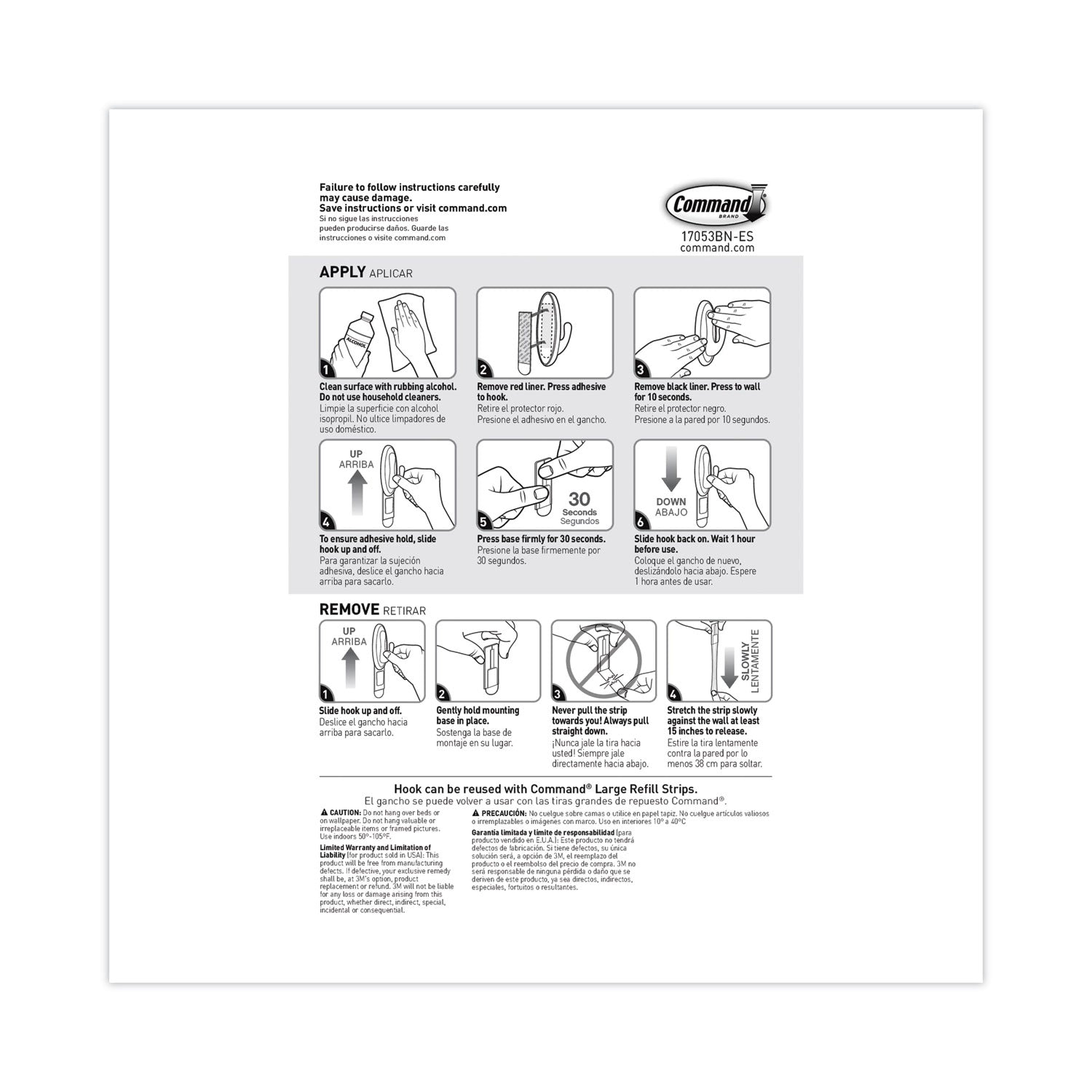 Command™ Decorative Hooks, Traditional, Large, Plastic, Silver, 5 lb Capacity, 1 Hook and 2 Strips/Pack