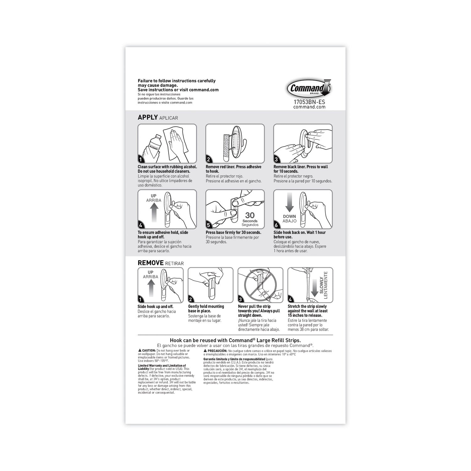 Command™ Decorative Hooks, Traditional, Large, Metal, Brushed Nickel, 5 lb Capacity, 2 Hooks and 4 Strips/Pack