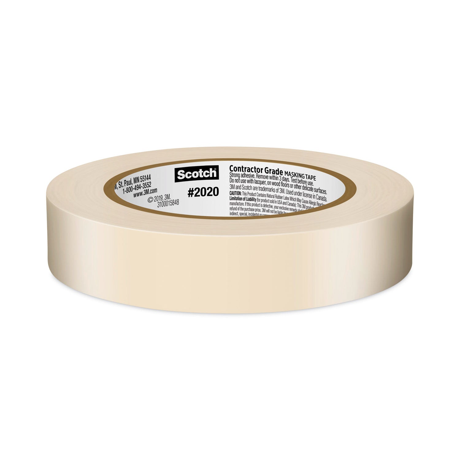 Scotch® Commercial-Grade Masking Tape for Production Painting, 3" Core, 0.94" x 60 yds, Natural