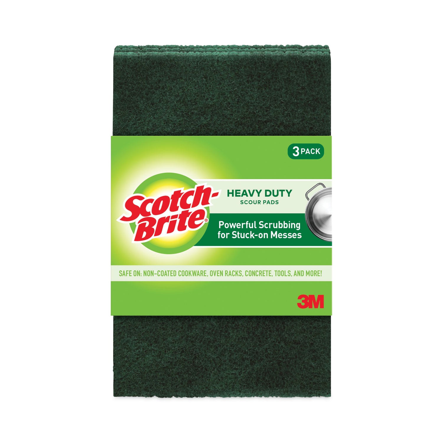 Scotch-Brite® Heavy-Duty Scour Pad, 3.8 x 6, Green, 10/Carton