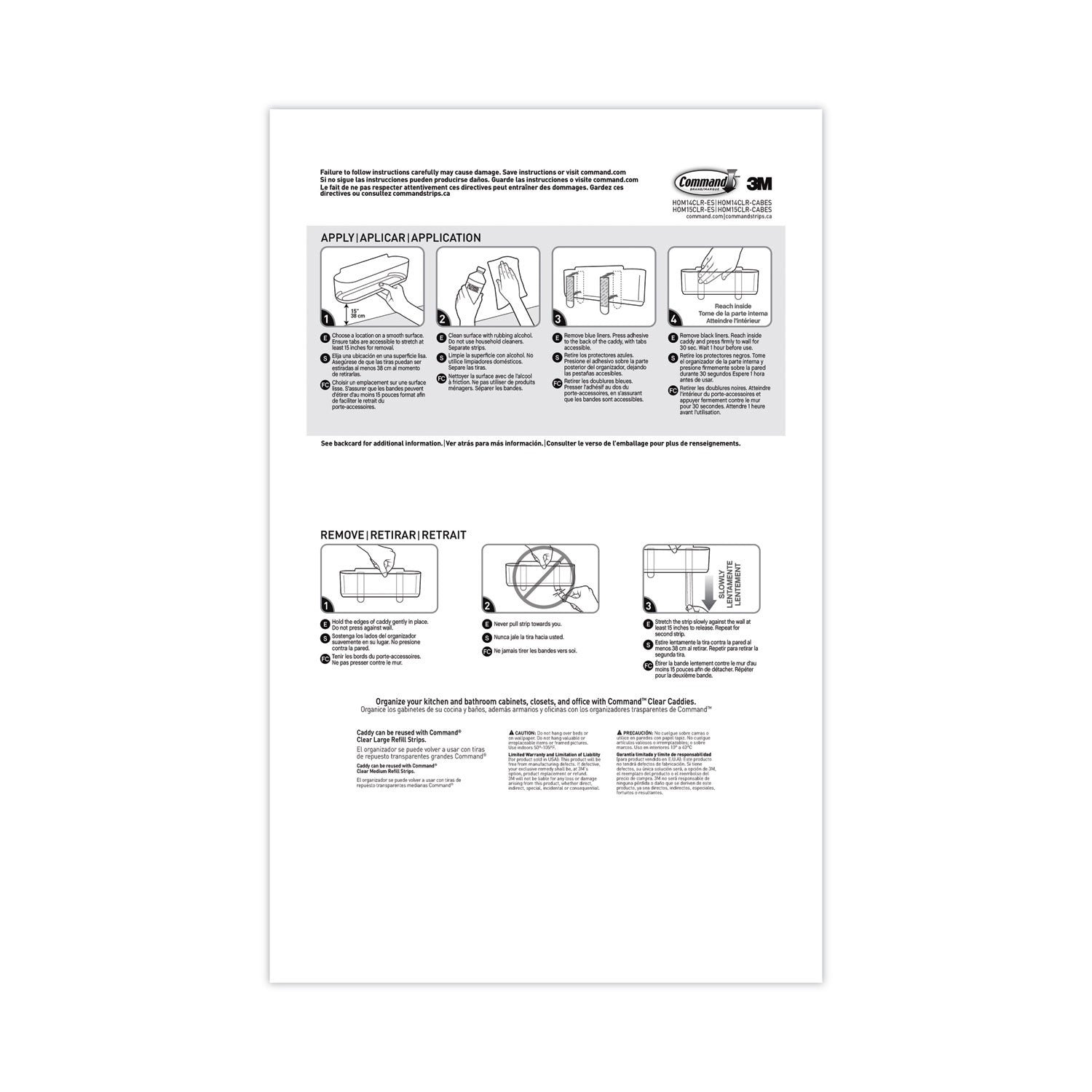 Command™ Large Caddy, 4 lb Capacity, 8.5"w, Clear