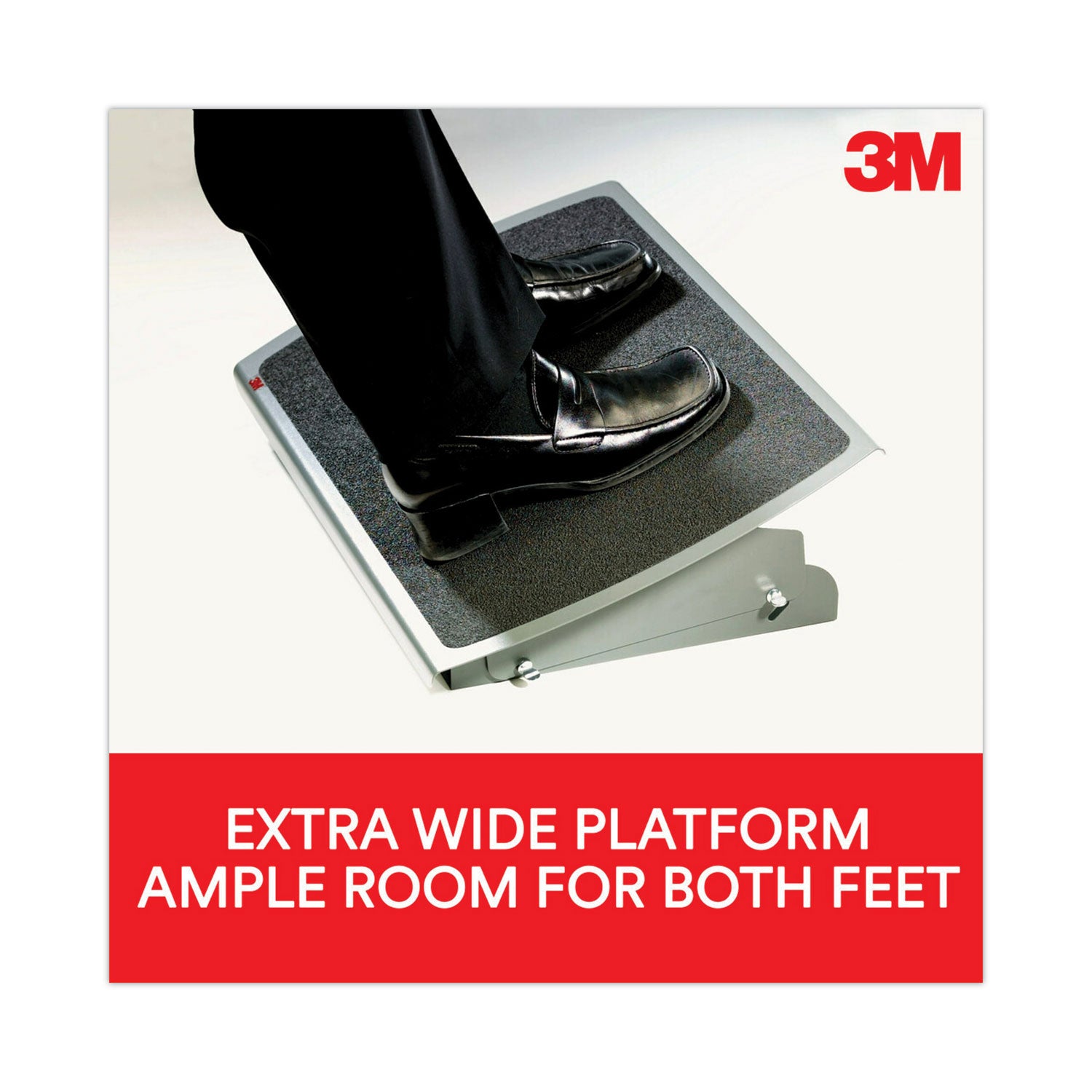 3M™ Adjustable Steel Footrest, Nonslip Surface, 22w x 14d x 4 to 4.75h, Black/Charcoal