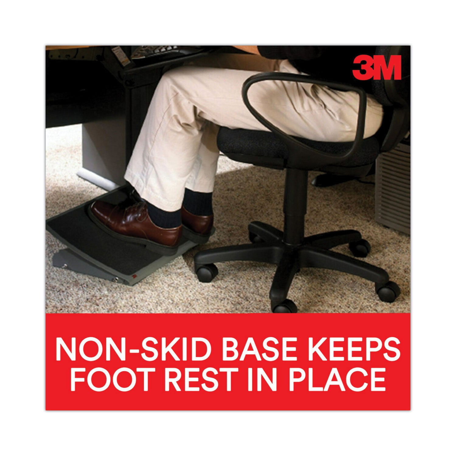 3M™ Adjustable Steel Footrest, Nonslip Surface, 22w x 14d x 4 to 4.75h, Black/Charcoal