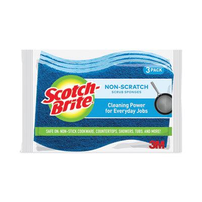 Scotch-Brite® Non-Scratch Multi-Purpose Scrub Sponge, 4.4 x 2.6, 0.8" Thick, Blue, 3/Pack - Flipcost
