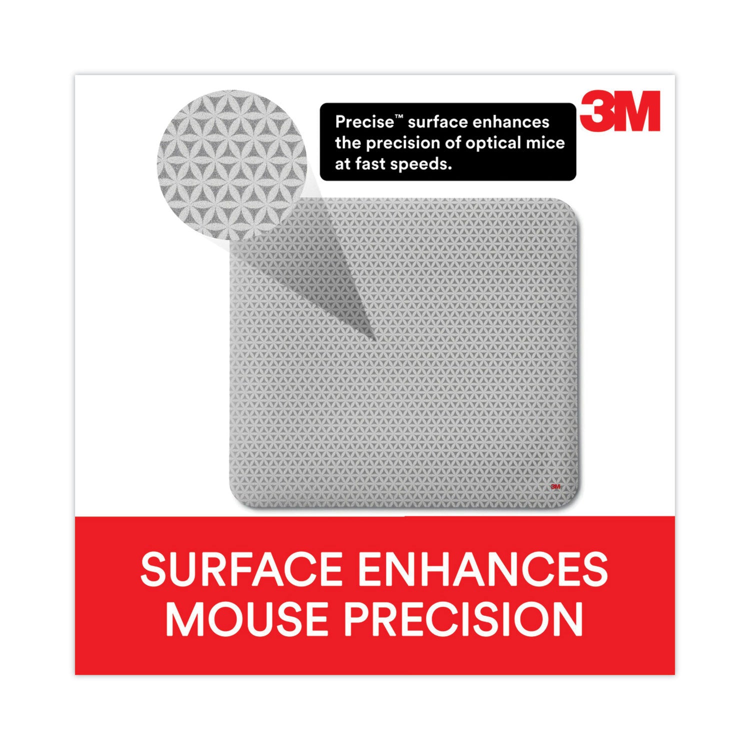 3M™ Precise Mouse Pad with Nonskid Back, 9 x 8, Bitmap Design