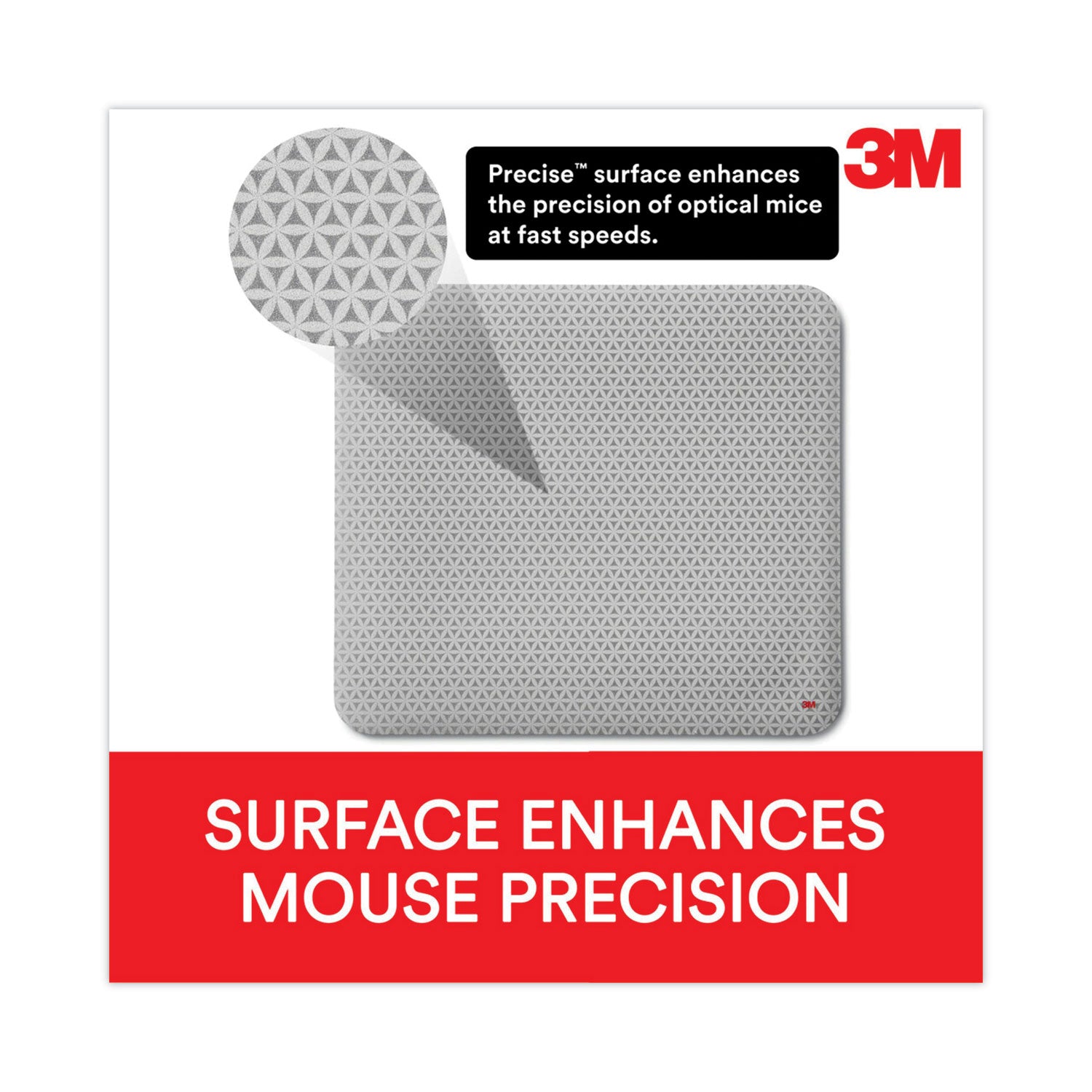 3M™ Precise Mouse Pad with Nonskid Repositionable Adhesive Back, 8.5 x 7, Bitmap Design