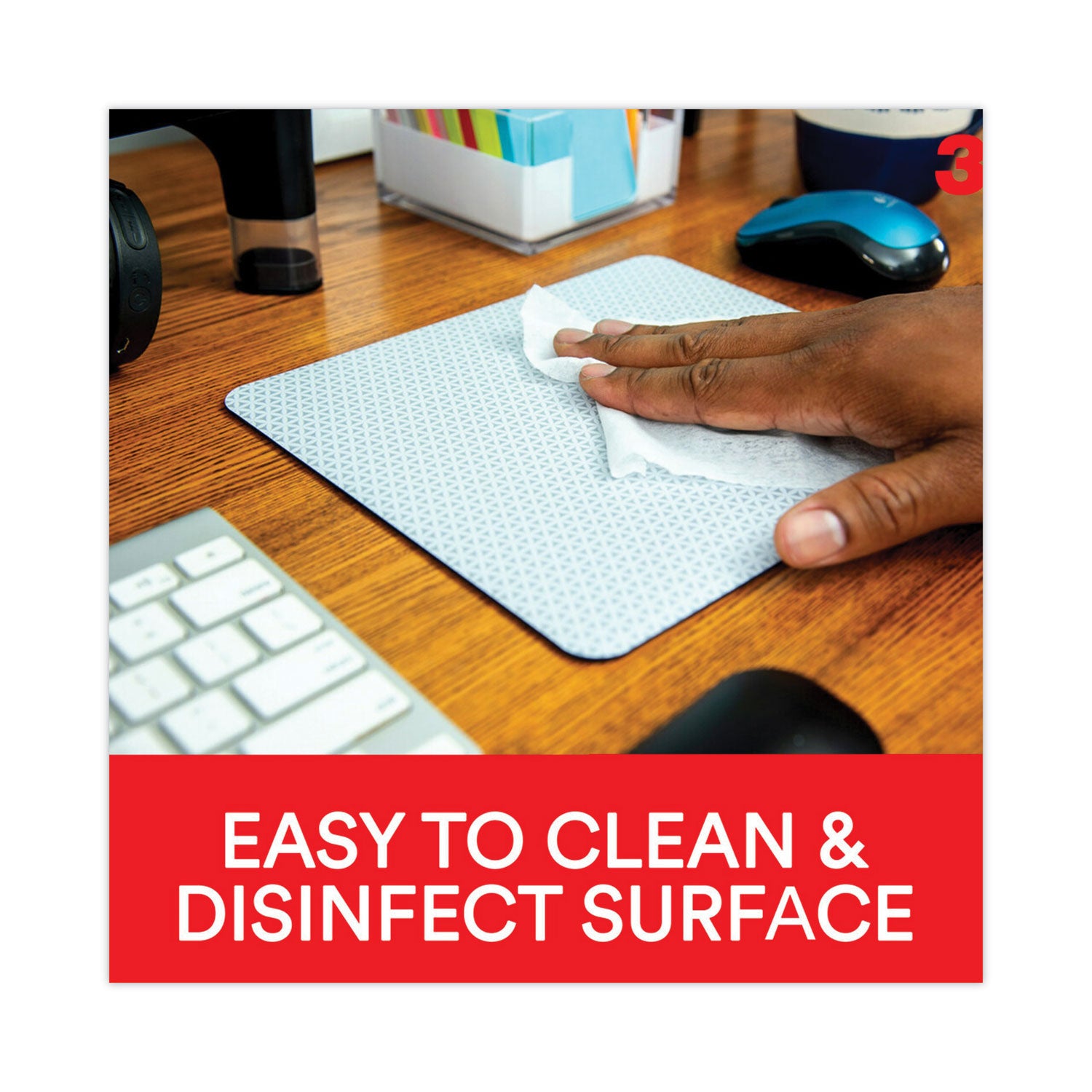 3M™ Precise Mouse Pad with Nonskid Repositionable Adhesive Back, 8.5 x 7, Bitmap Design