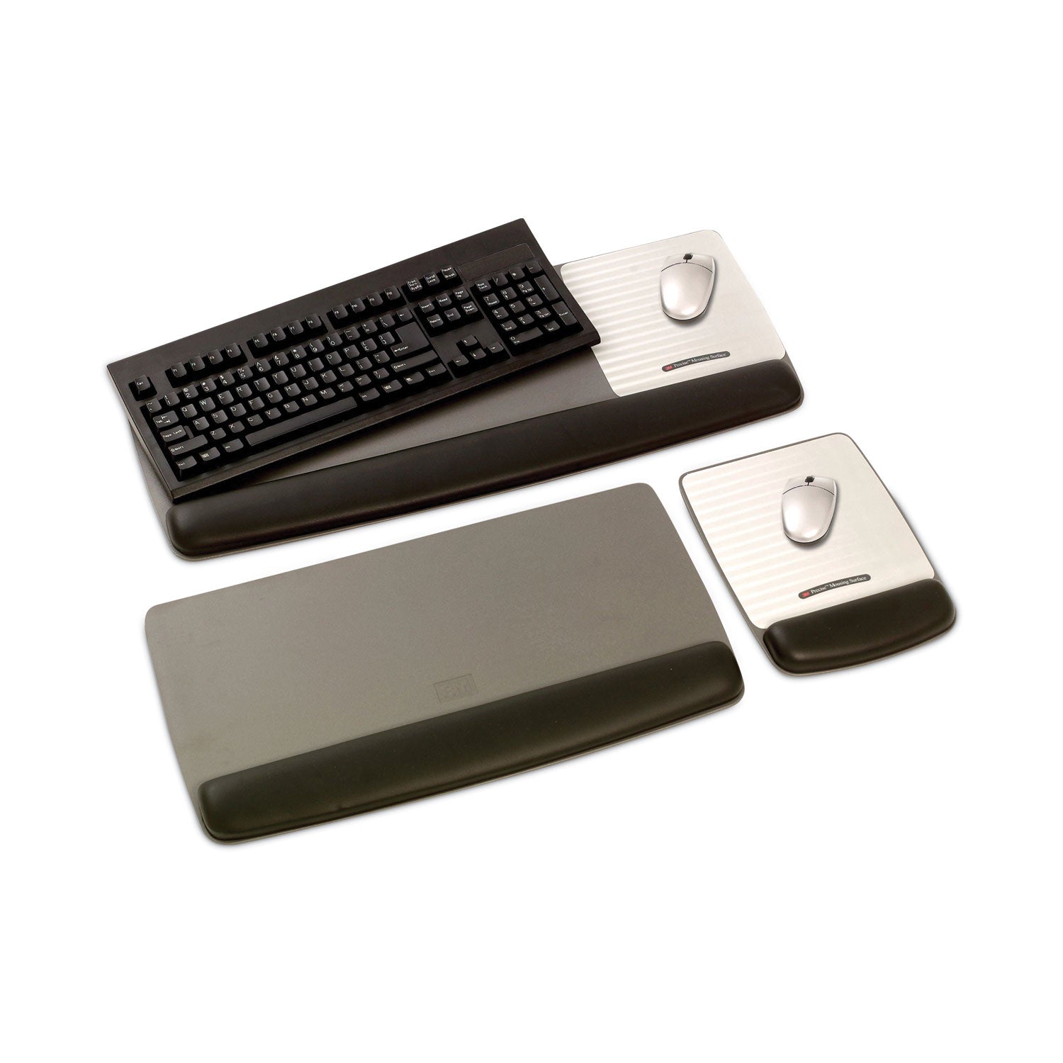 3M™ Antimicrobial Gel Mouse Pad/Keyboard Wrist Rest Platform, 25.5 x 10.6, Black/Silver