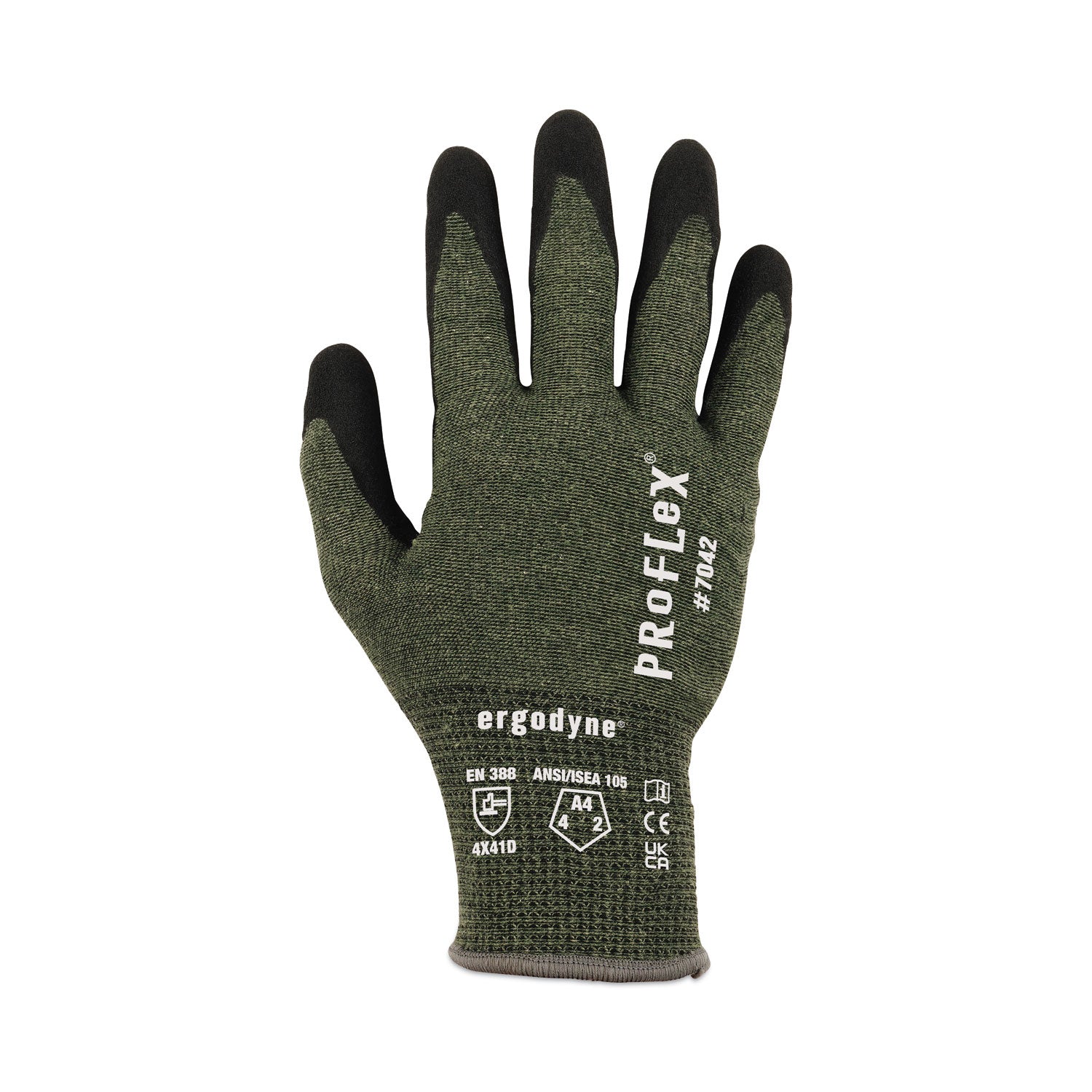 Ergodyne® ProFlex 7042 ANSI A4 Nitrile-Coated CR Gloves, Green, Medium, Pair