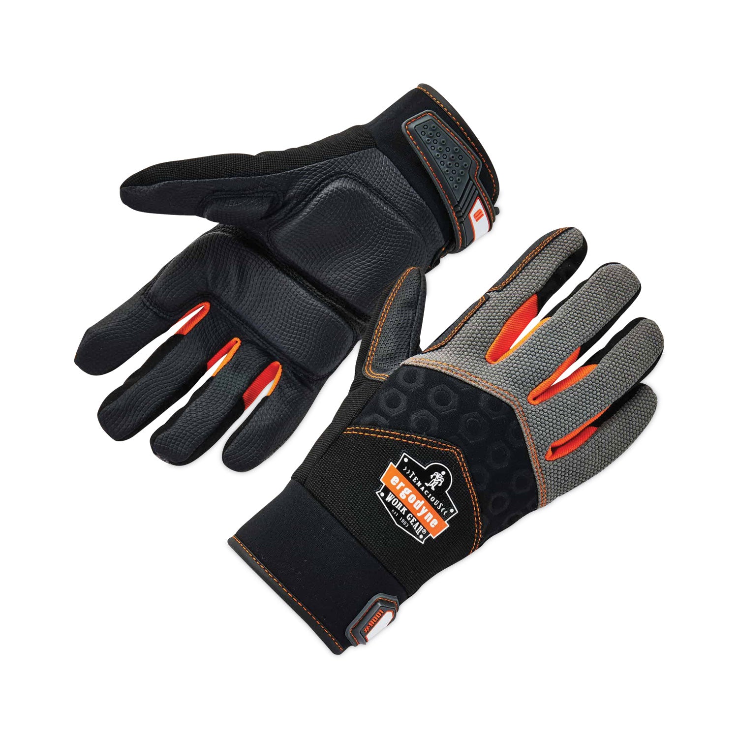 ProFlex 9001 Full-Finger Impact Gloves, Black, Large, Pair