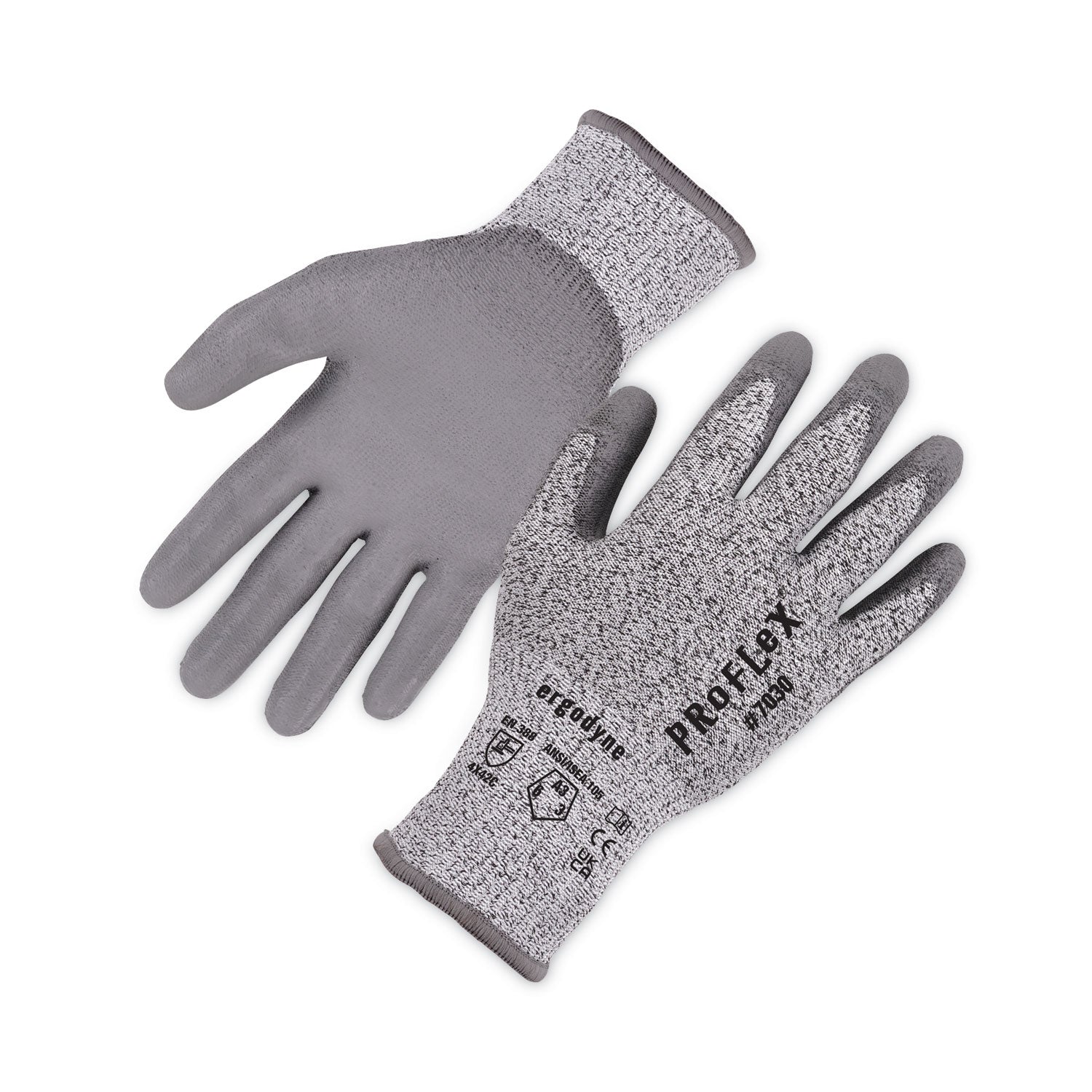 ProFlex 7030 ANSI A3 PU Coated CR Gloves, Gray, Small, Pair