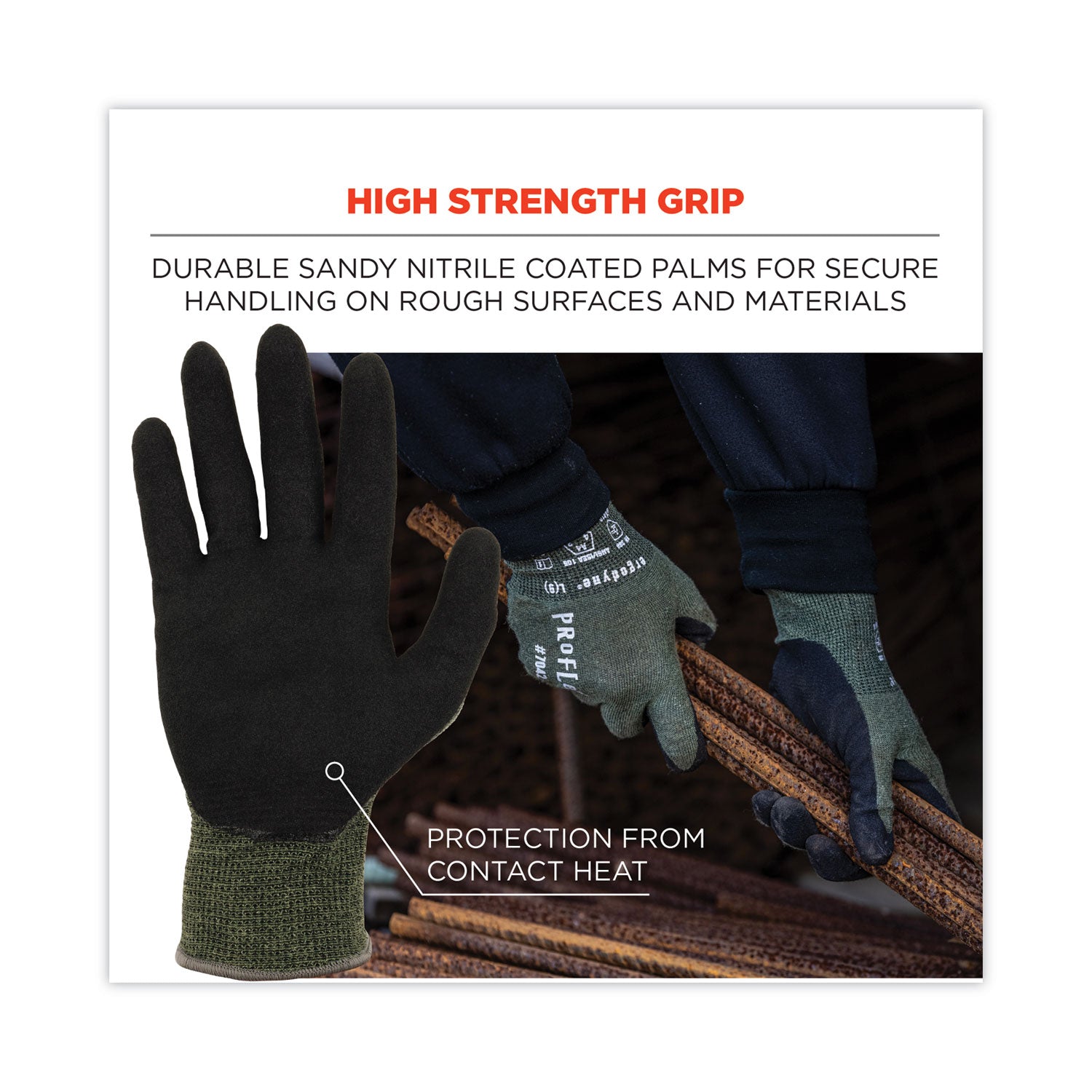 Ergodyne® ProFlex 7042 ANSI A4 Nitrile-Coated CR Gloves, Green, Medium, Pair