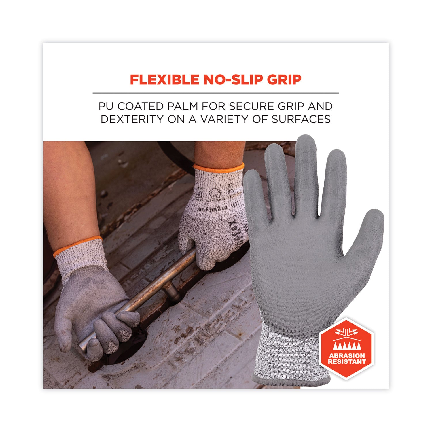 Ergodyne® ProFlex 7030 ANSI A3 PU Coated CR Gloves, Gray, 2X-Large, 12 Pairs/Pack