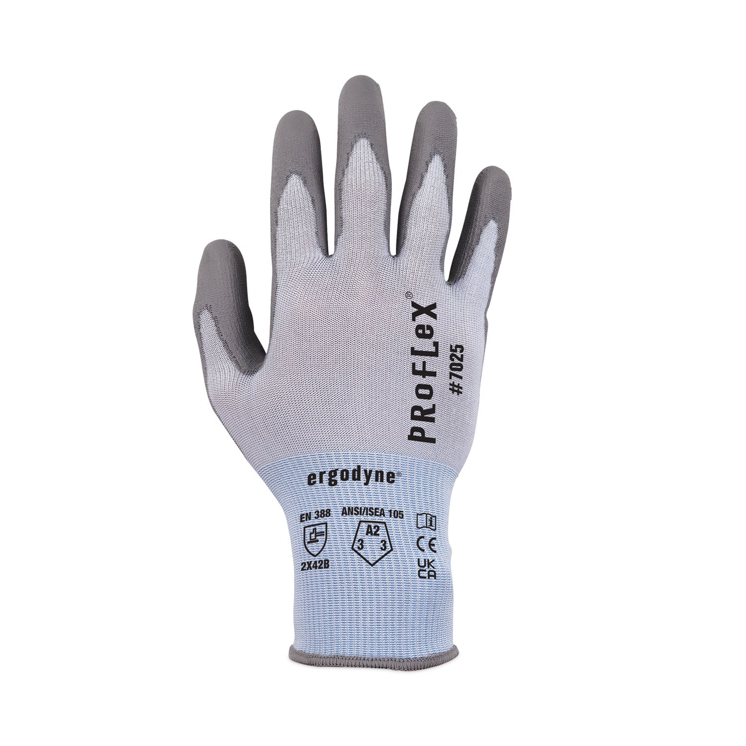 Ergodyne® ProFlex 7025 ANSI A2 PU Coated CR Gloves, Blue, Medium, Pair