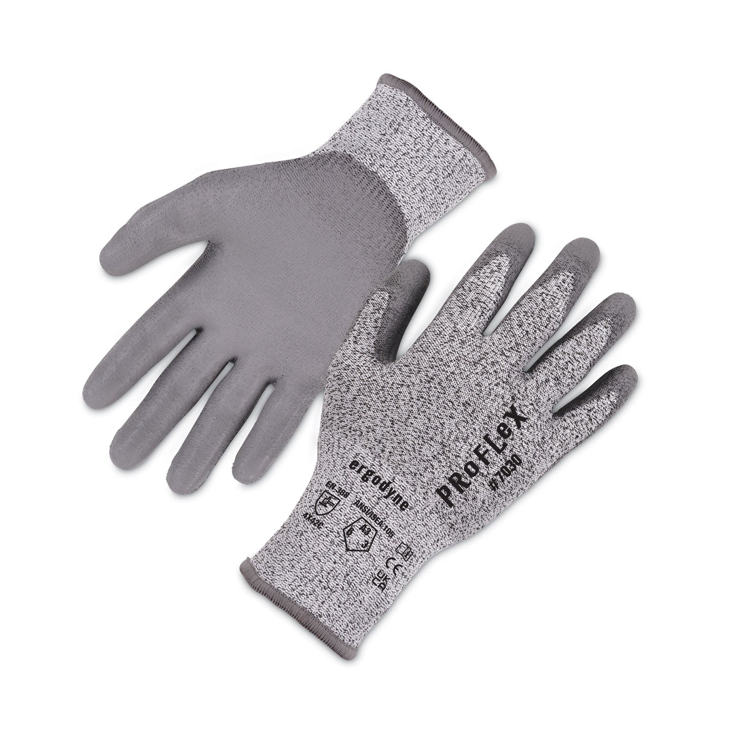 ProFlex 7030 ANSI A3 PU Coated CR Gloves, Gray, Small, 12 Pairs/Pack