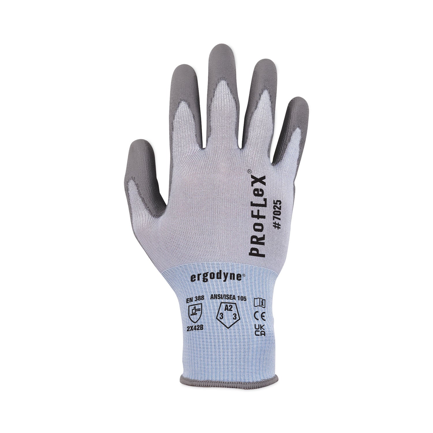 Ergodyne® ProFlex 7025 ANSI A2 PU Coated CR Gloves, Blue, Large, Pair