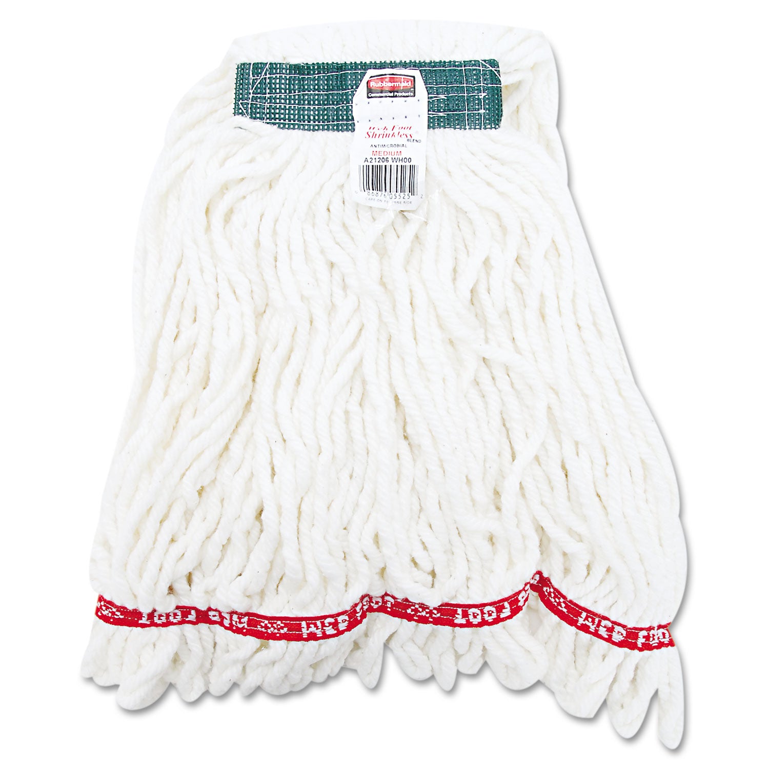 Web Foot Shrinkless Looped-End Wet Mop Head, Cotton/Synthetic, Medium, White