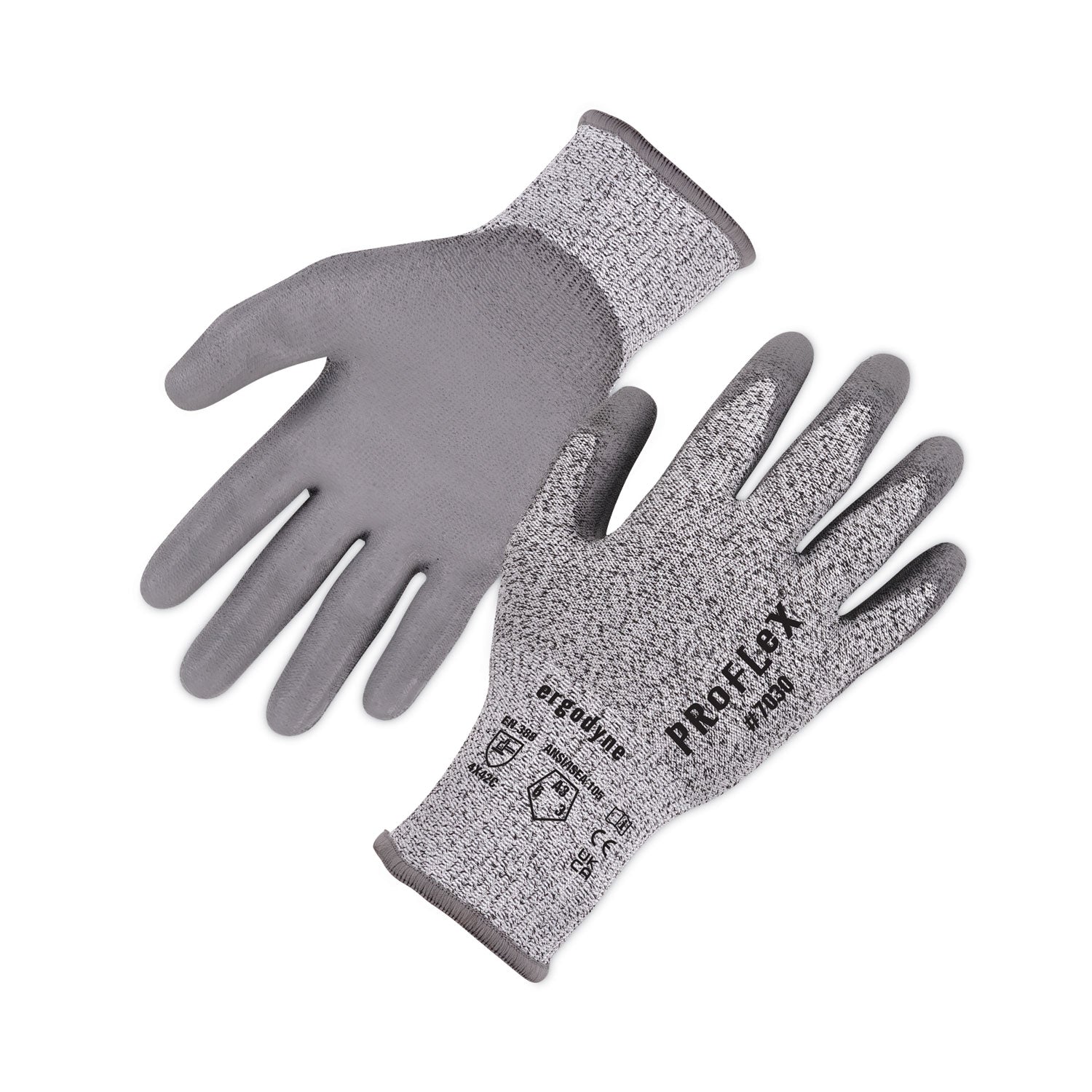 ProFlex 7030 ANSI A3 PU Coated CR Gloves, Gray, Large, 12 Pairs/Pack