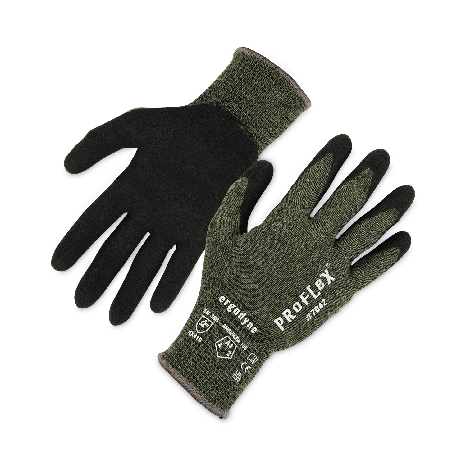 ProFlex 7042 ANSI A4 Nitrile-Coated CR Gloves, Green, Small, Pair