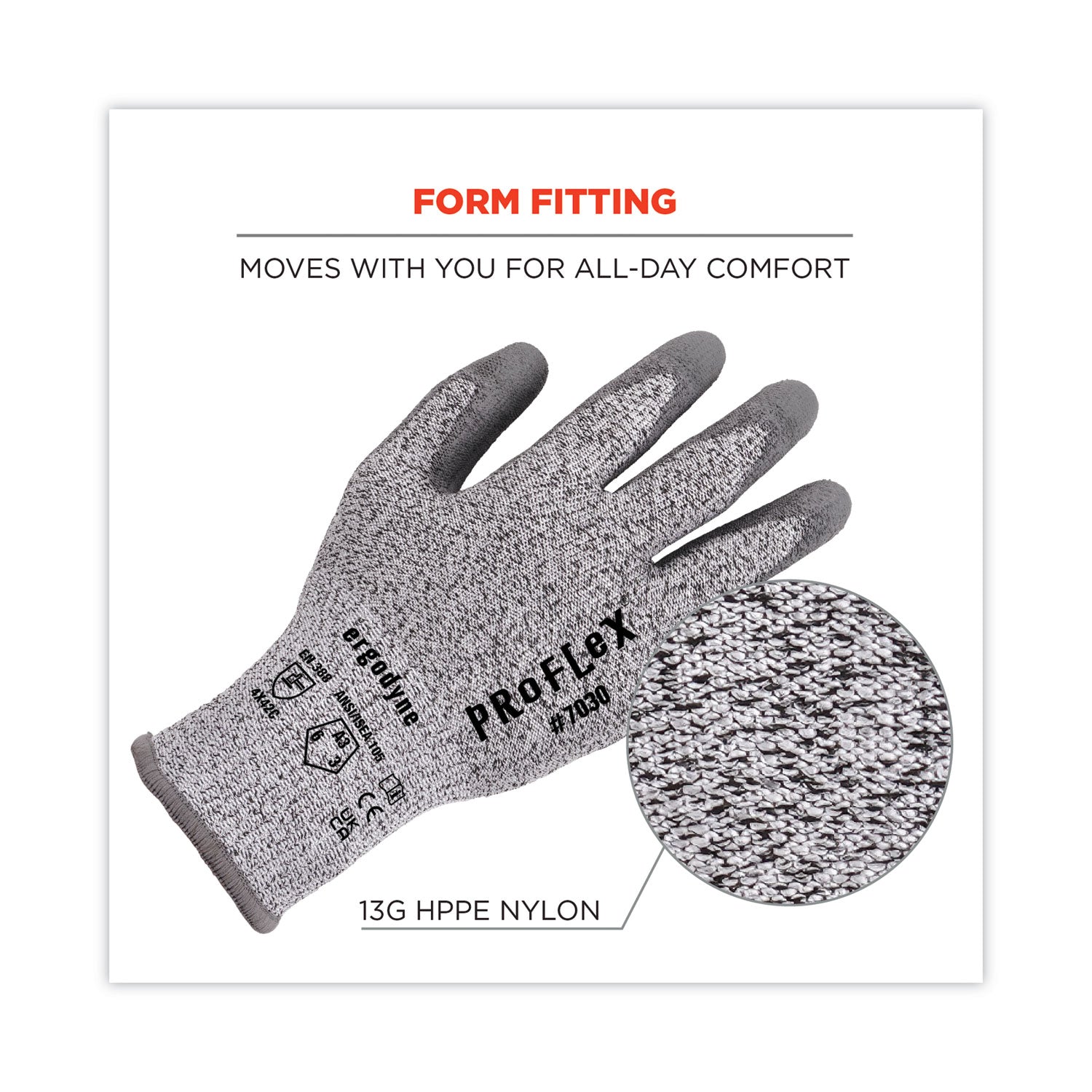 ProFlex 7030 ANSI A3 PU Coated CR Gloves, Gray, Medium, Pair ergodyne® Flipcost