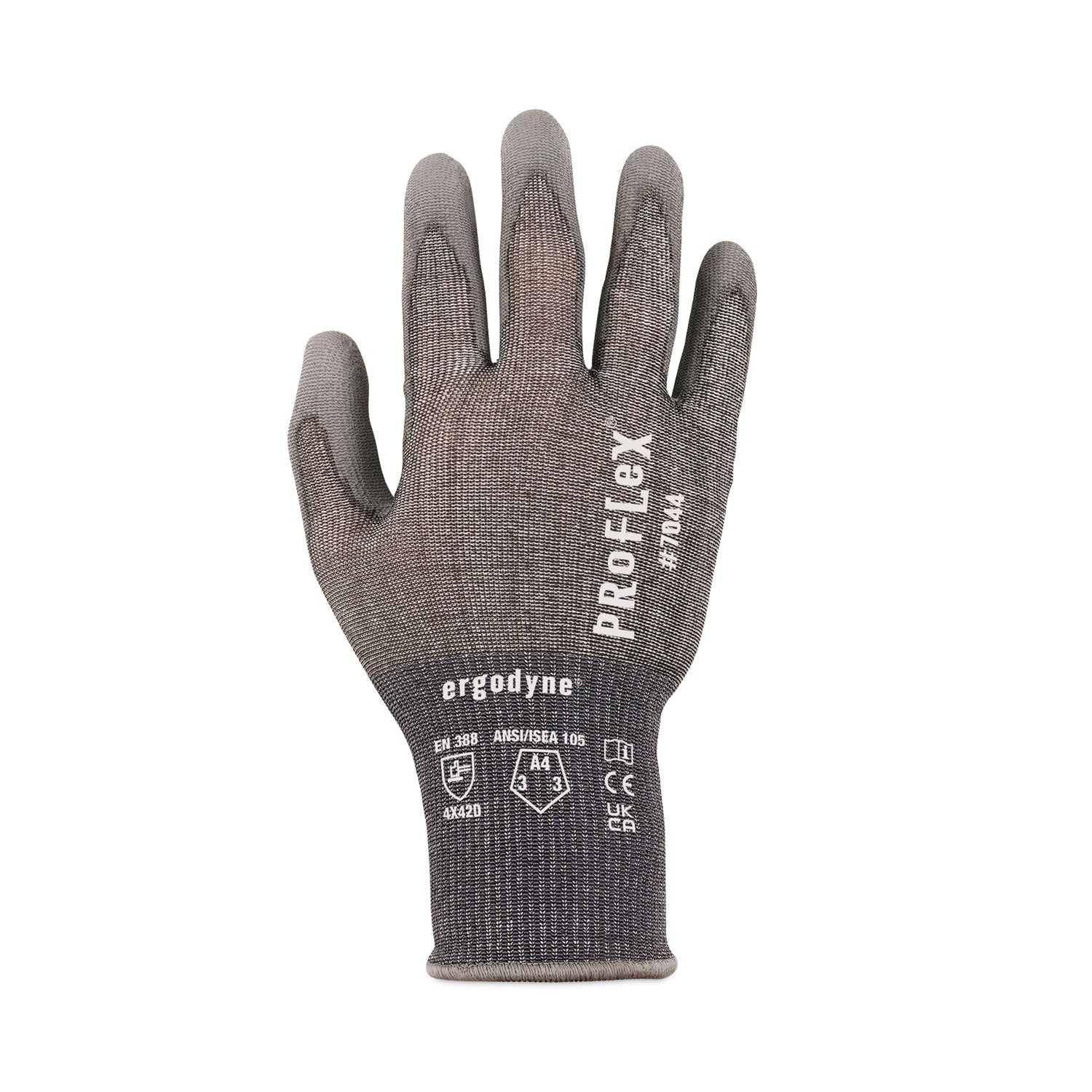 Ergodyne® ProFlex 7044 ANSI A4 PU Coated CR Gloves, Gray, Small, Pair