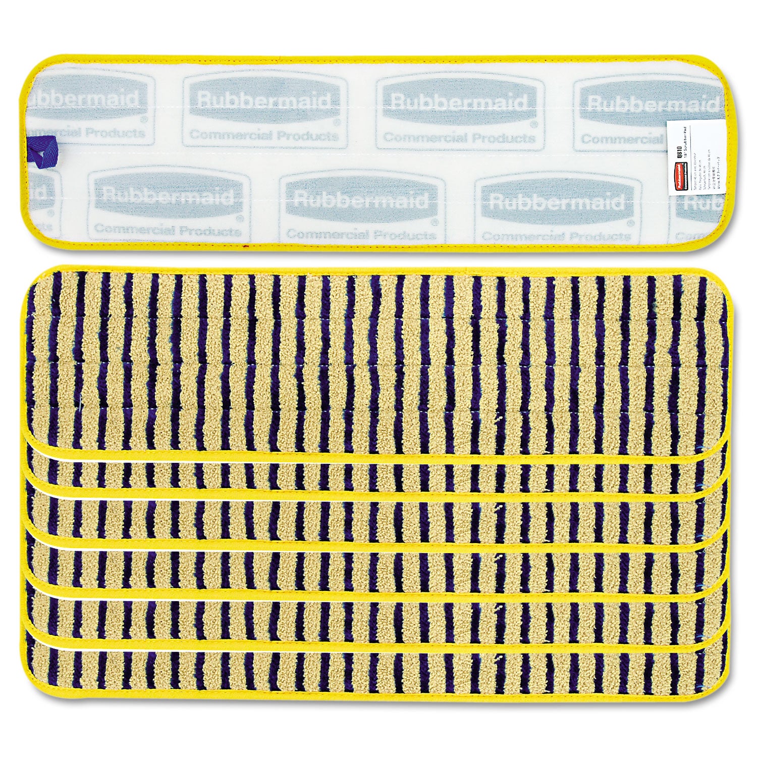 Rubbermaid® Commercial Microfiber Scrubber Pad, Vertical Polyprolene Stripes, 18", Yellow, 6/Carton