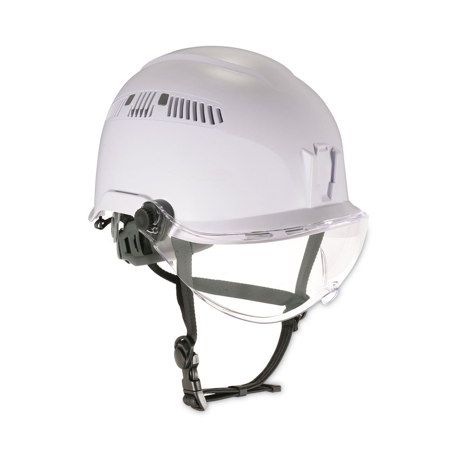 Skullerz 8975V Class C Safety Helmet with 8991 Visor Kit, Clear Lens, 6 Point Ratchet Suspension, White