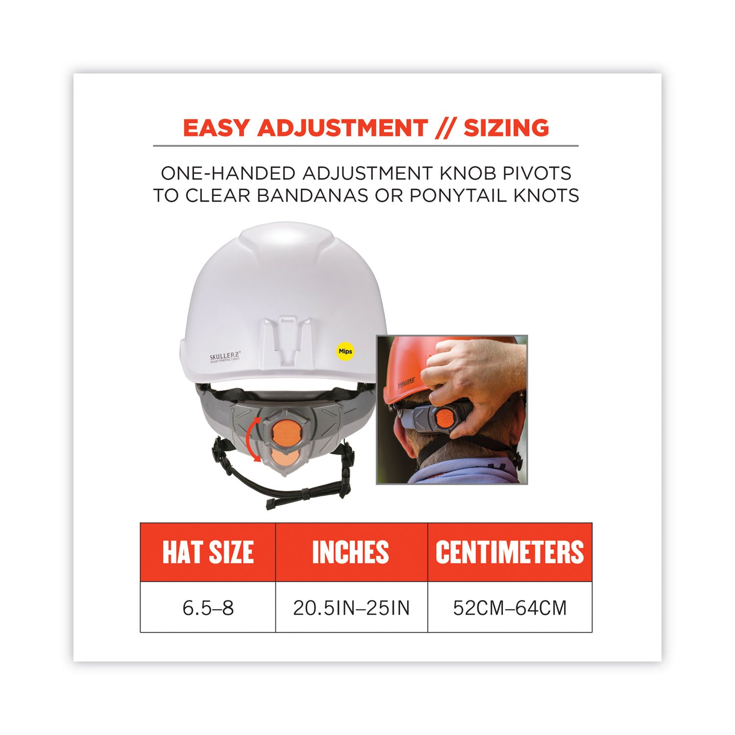 Ergodyne® Skullerz 8974-MIPS Class E Safety Helmet with MIPS Elevate Ratchet Suspension, White