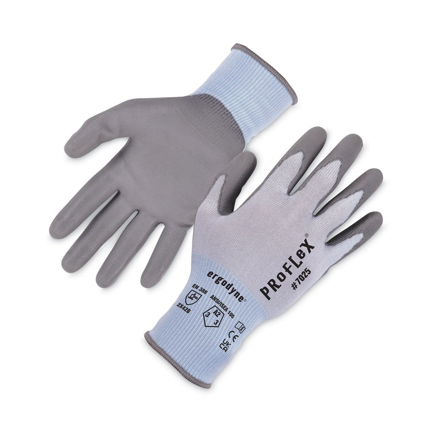 ProFlex 7025 ANSI A2 PU Coated CR Gloves, Blue, Large, Pair