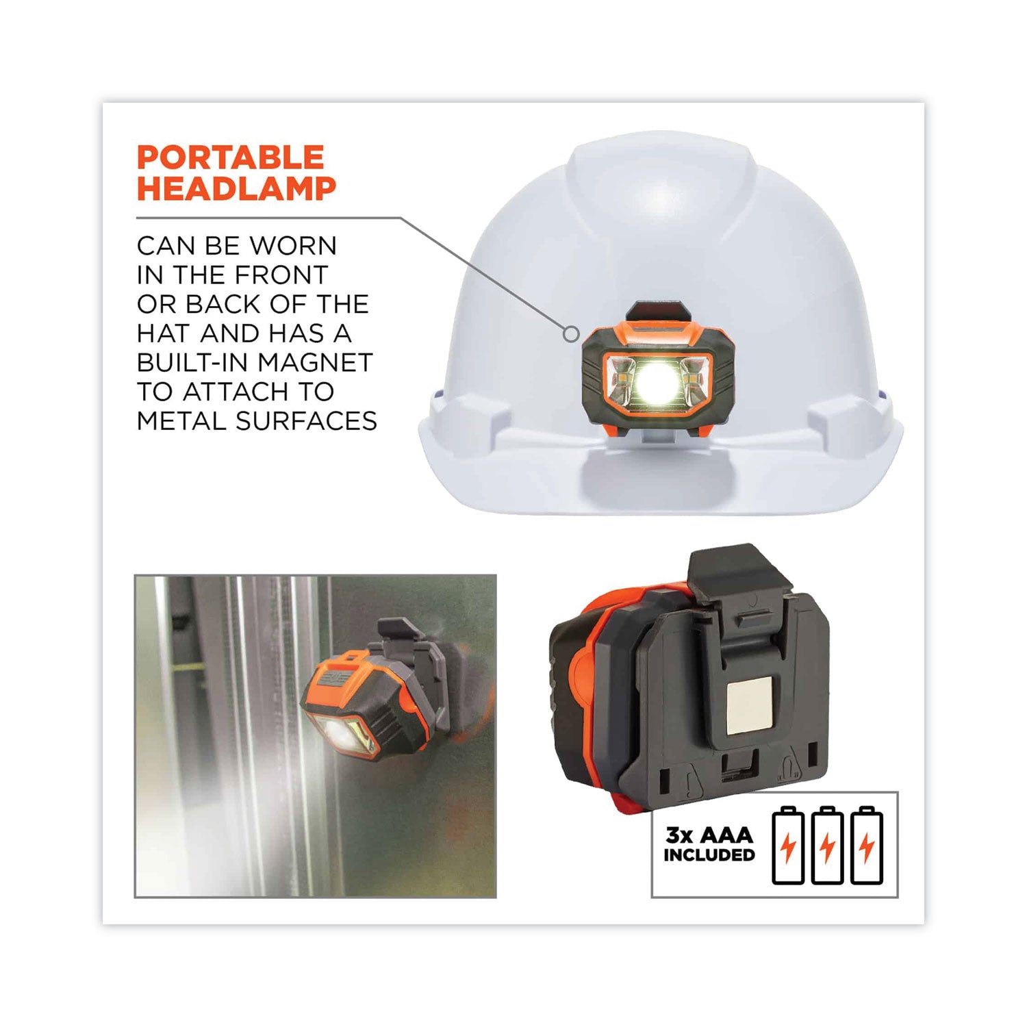 Ergodyne® Skullerz 8970LED Class E Hard Hat Cap Style with LED Light, White