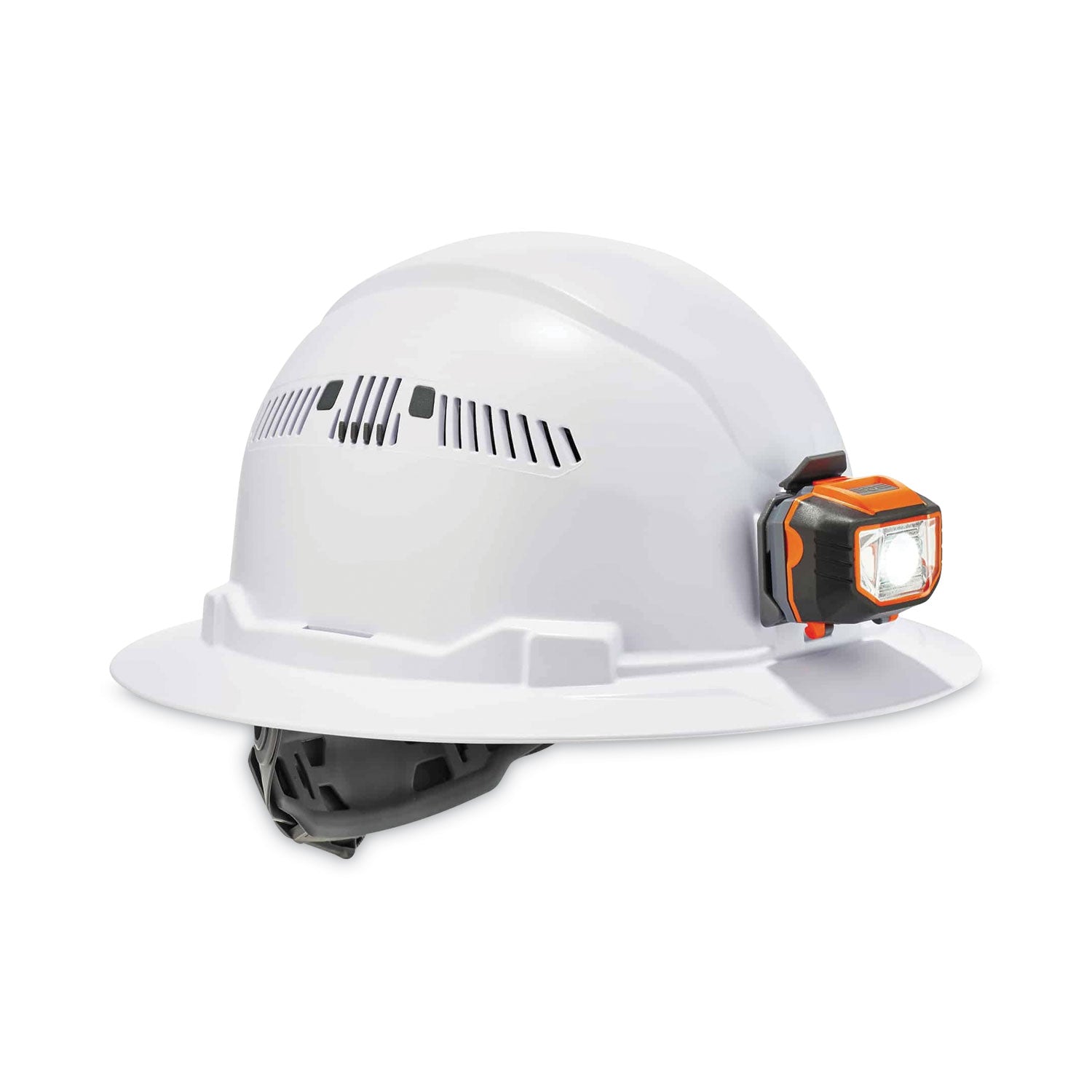 Skullerz 8973LED Class C Hard Hat Full Brim with LED Light, White