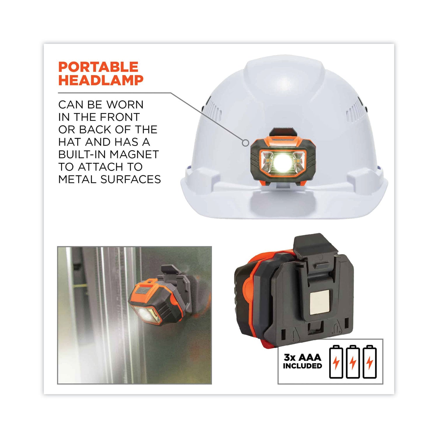 Ergodyne® Skullerz 8972LED Class C Hard Hat Cap Style with LED Light, White