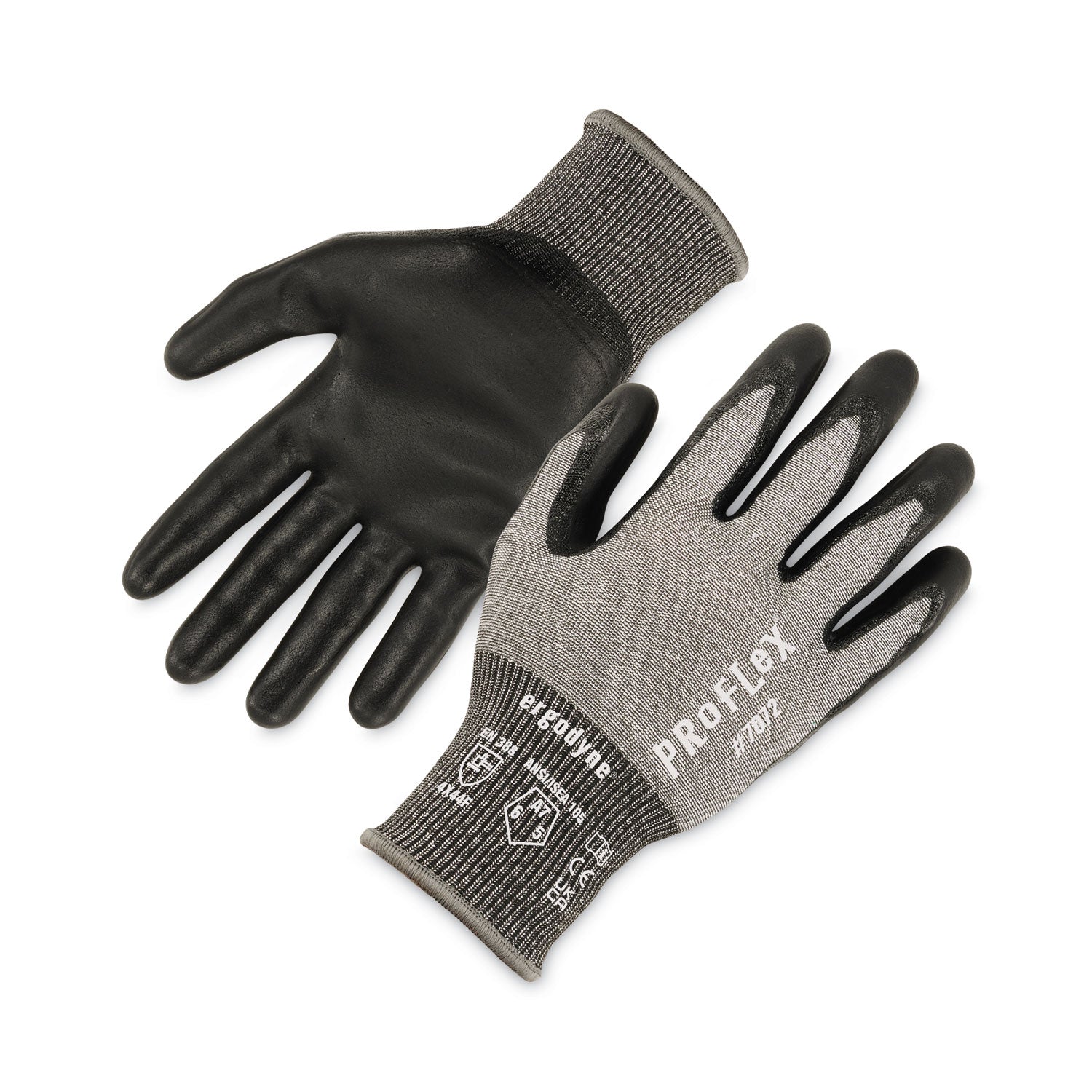 ProFlex 7072 ANSI A7 Nitrile-Coated CR Gloves, Gray, Large, Pair