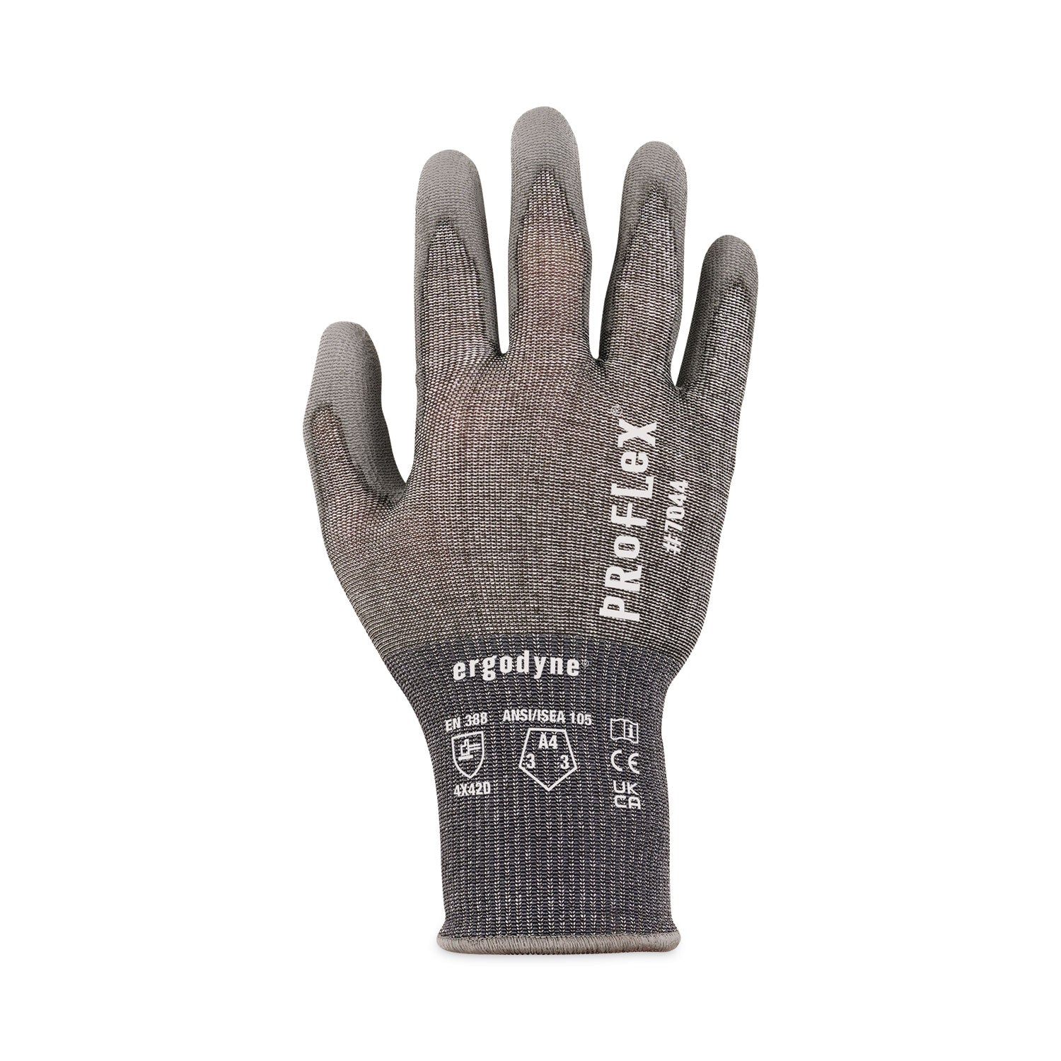 Ergodyne® ProFlex 7044 ANSI A4 PU Coated CR Gloves, Gray, Medium, Pair