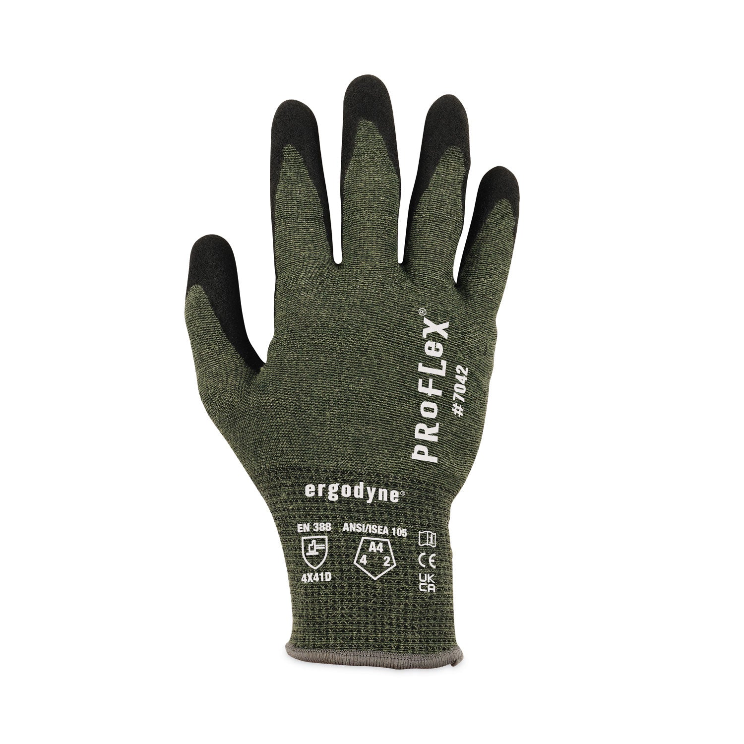 Ergodyne® ProFlex 7042 ANSI A4 Nitrile-Coated CR Gloves, Green, Large, Pair