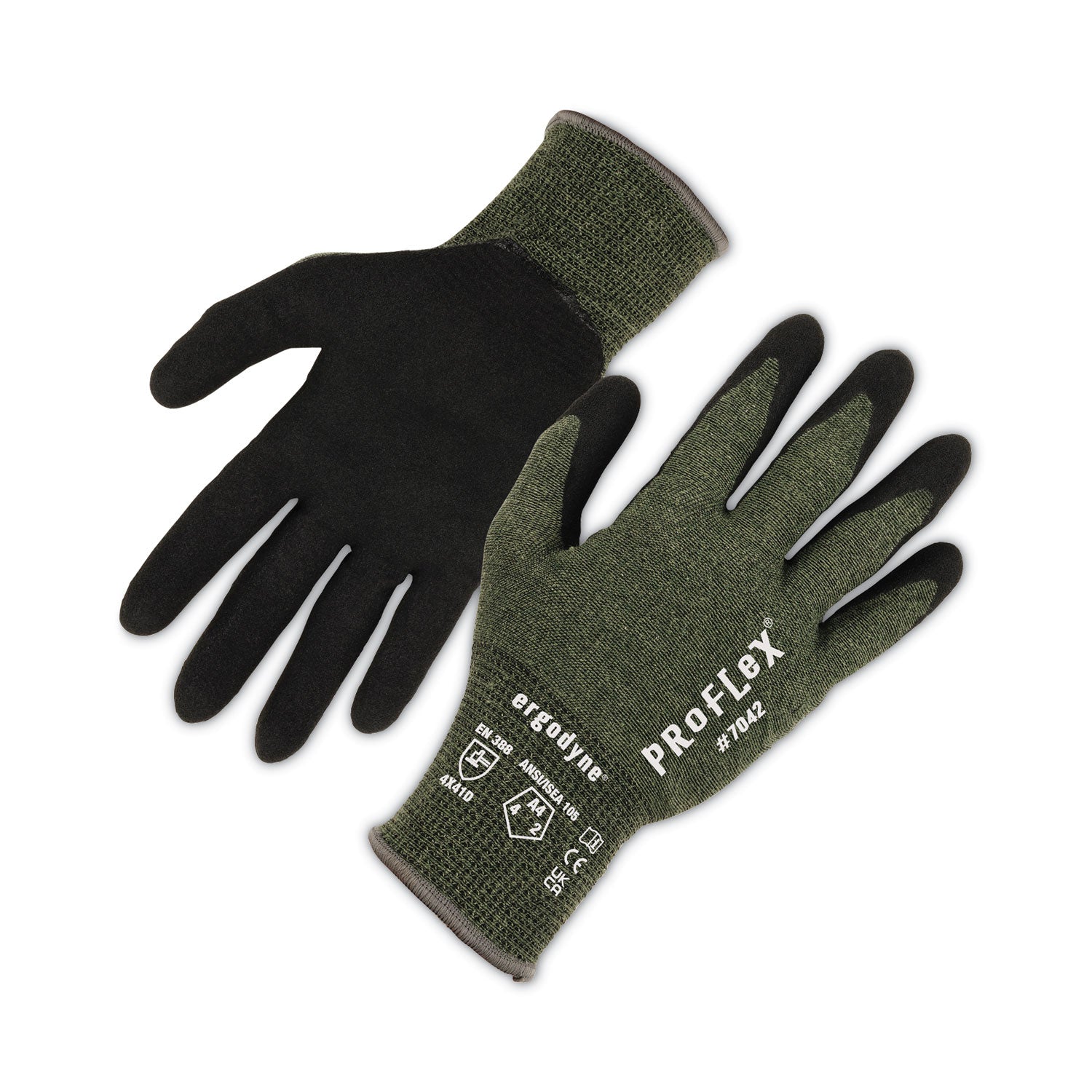 ProFlex 7042 ANSI A4 Nitrile-Coated CR Gloves, Green, X-Large, 12 Pairs/Pack