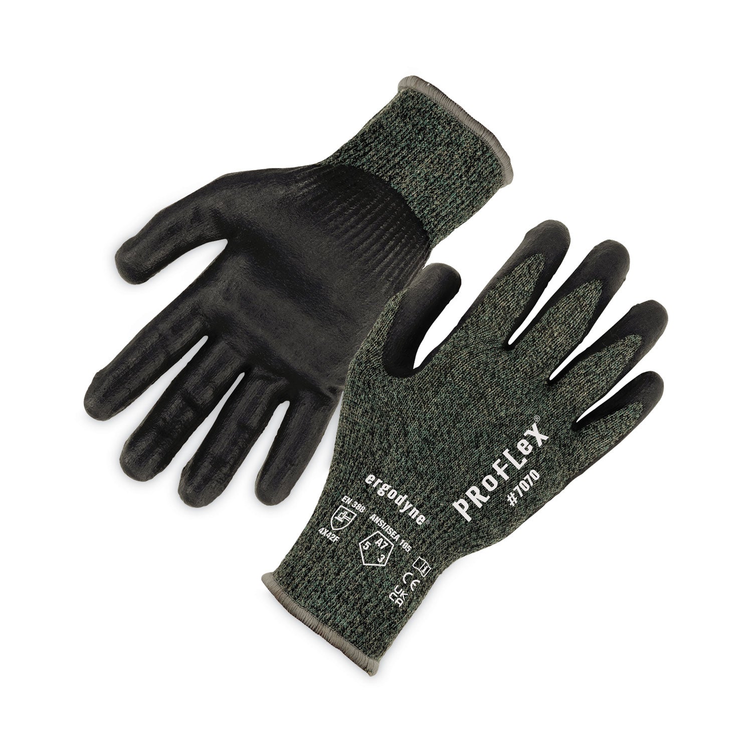 ProFlex 7070 ANSI A7 Nitrile Coated CR Gloves, Green, X-Large, Pair