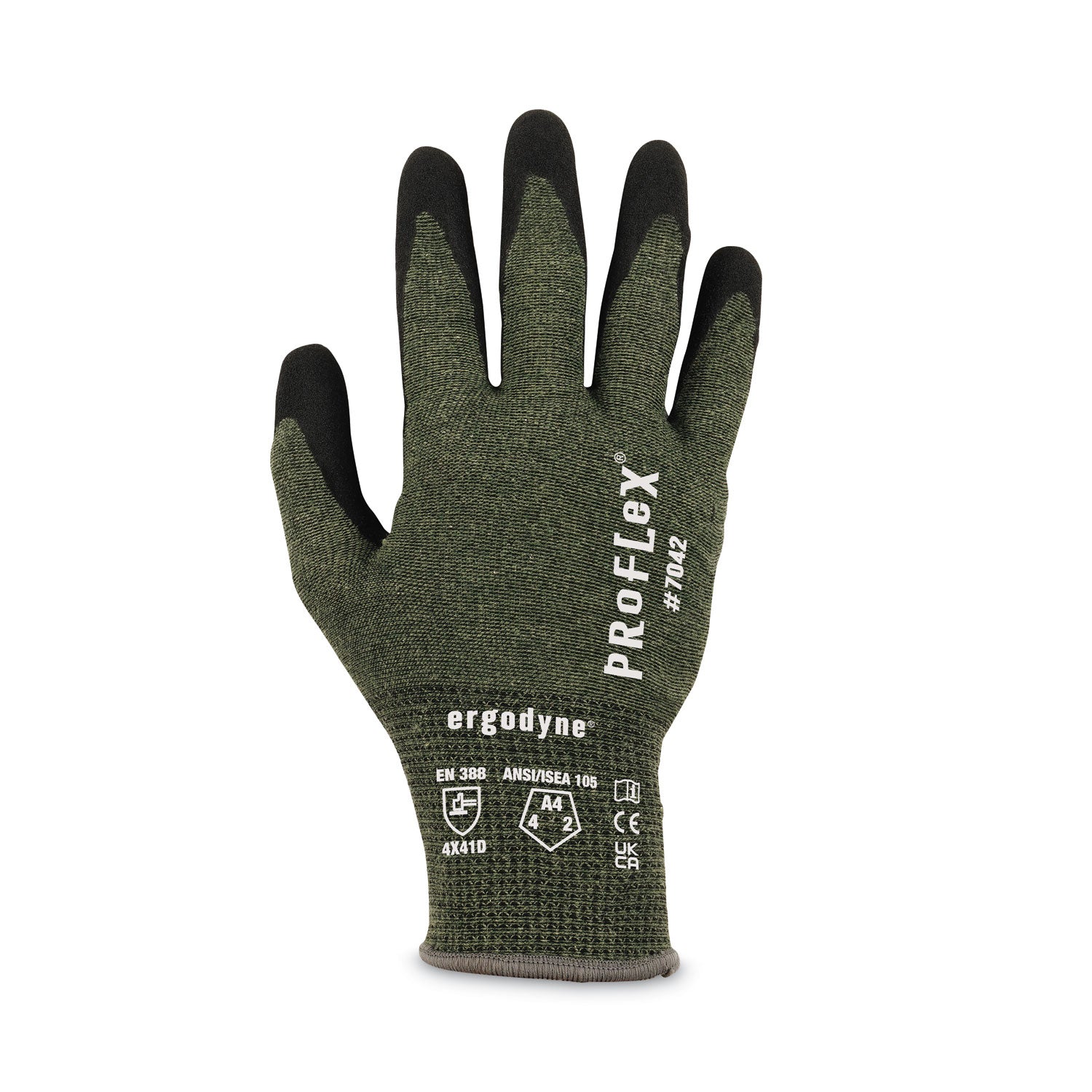 Ergodyne® ProFlex 7042 ANSI A4 Nitrile-Coated CR Gloves, Green, Small, Pair