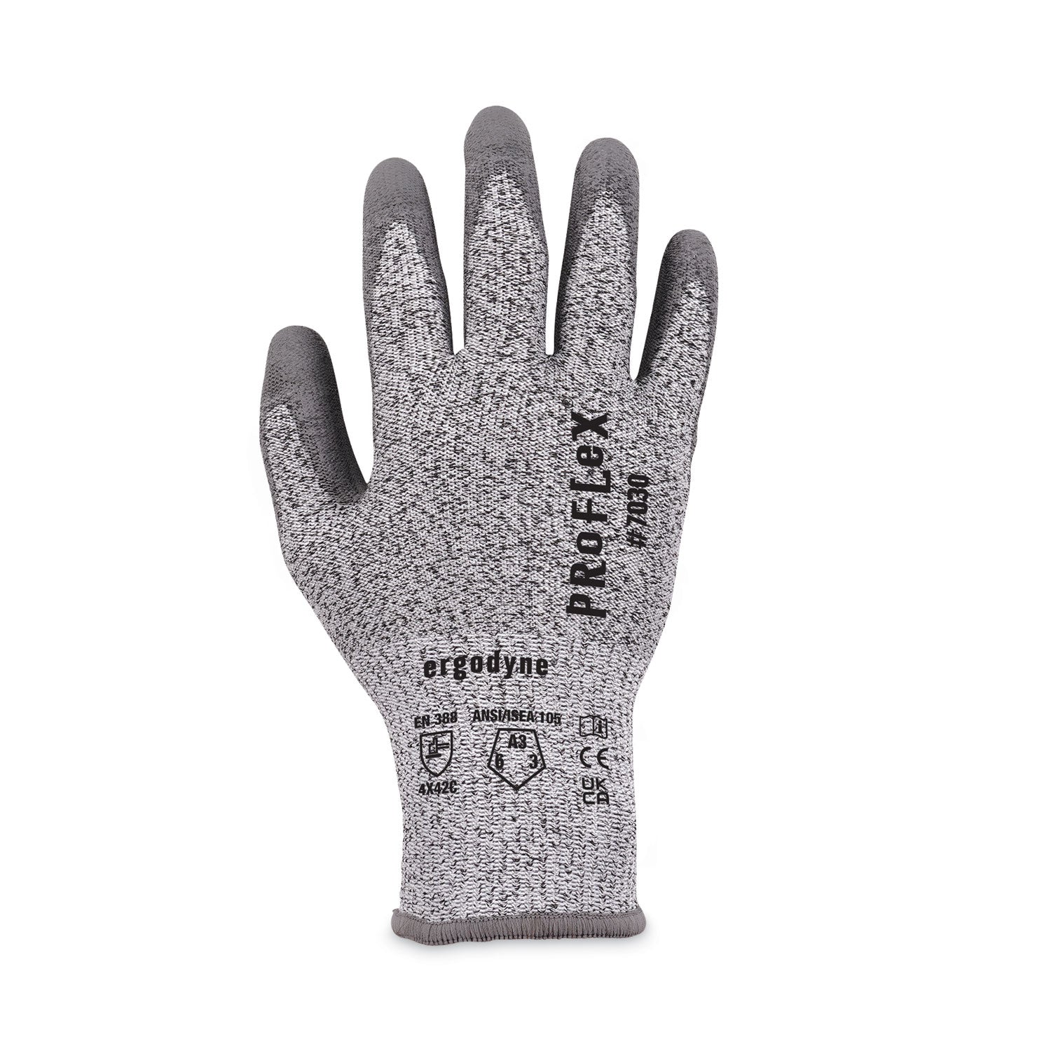 Ergodyne® ProFlex 7030 ANSI A3 PU Coated CR Gloves, Gray, Small, Pair