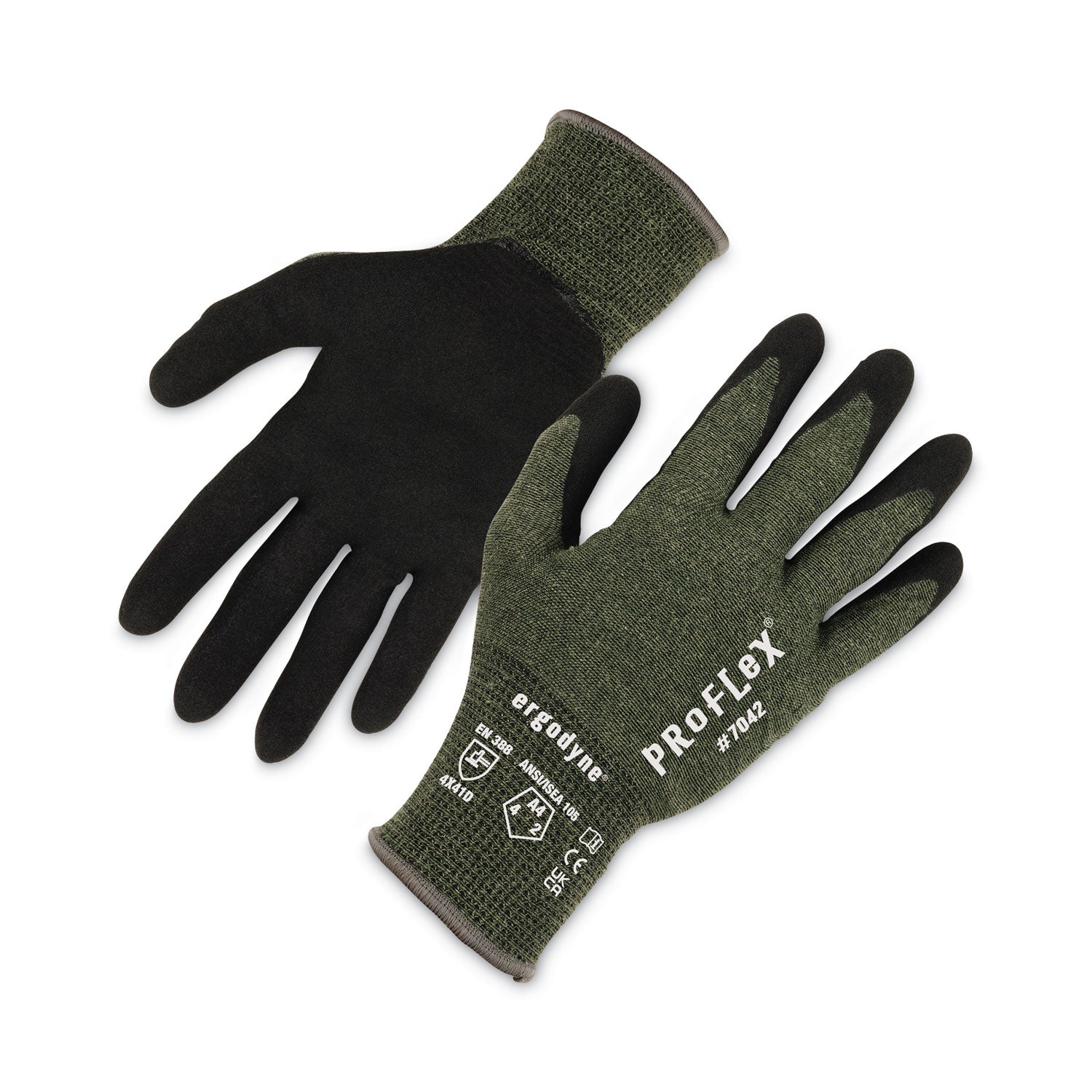 Ergodyne® ProFlex 7042 ANSI A4 Nitrile-Coated CR Gloves, Green, 2X-Large, Pair