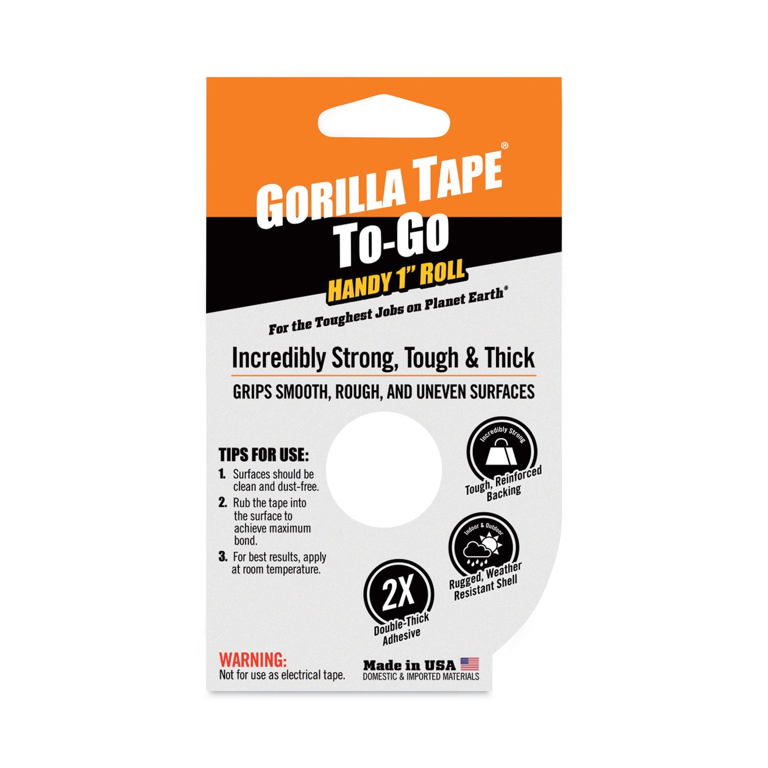 Gorilla® Gorilla Tape, 1.5" Core, 1" x 10 yds, Black