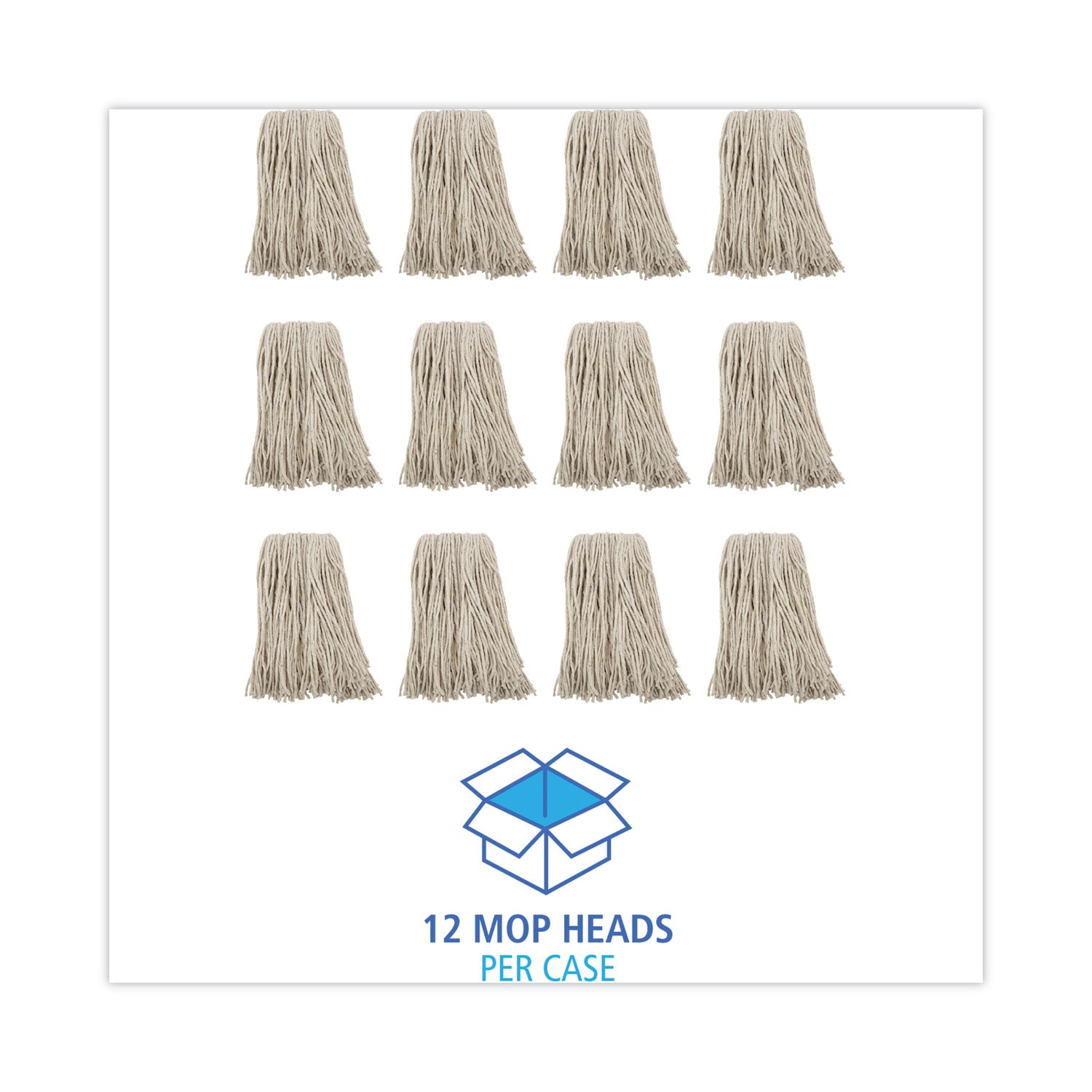 Boardwalk® Premium Cut-End Wet Mop Heads, Cotton, 16oz, White, 12/Carton