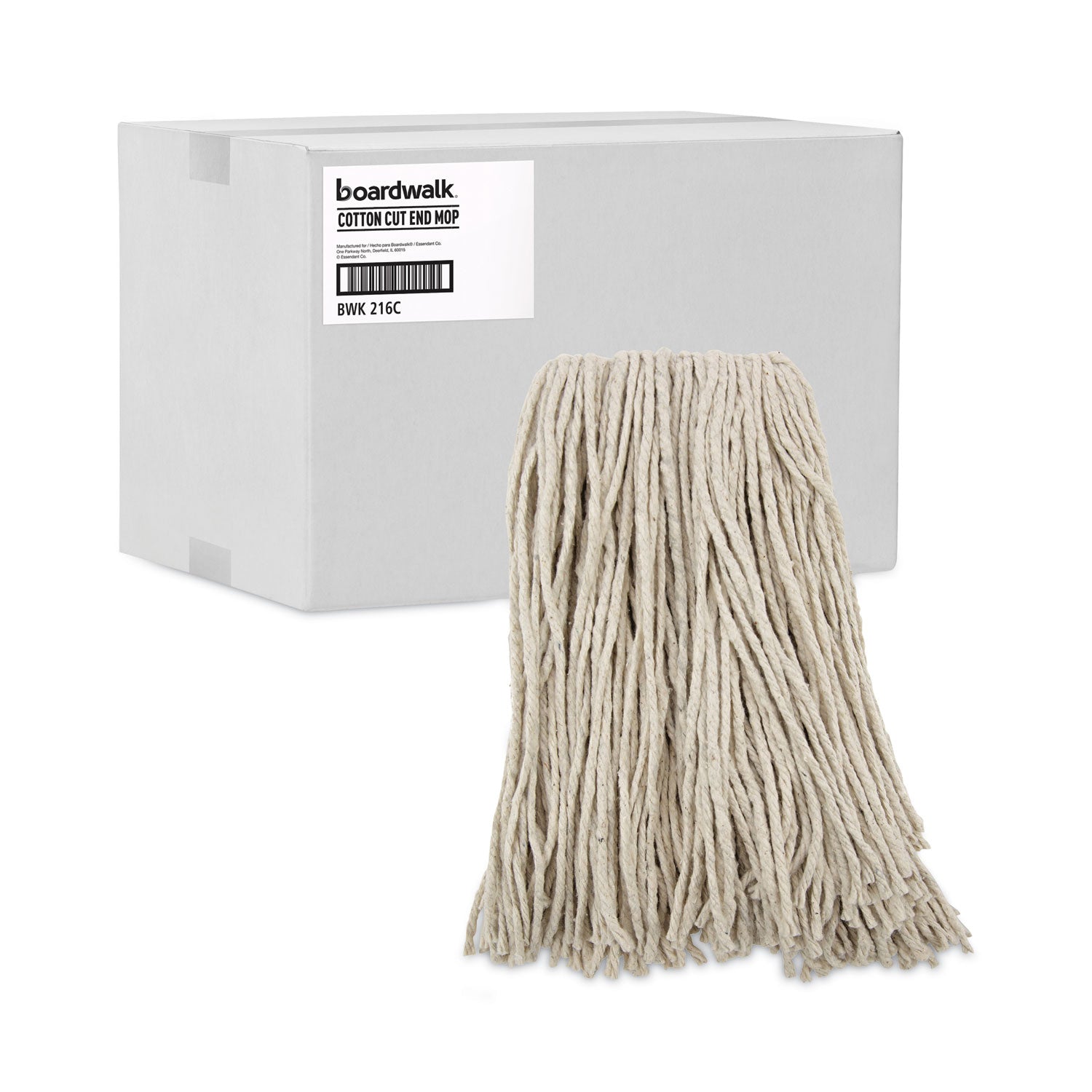 Boardwalk® Premium Cut-End Wet Mop Heads, Cotton, 16oz, White, 12/Carton