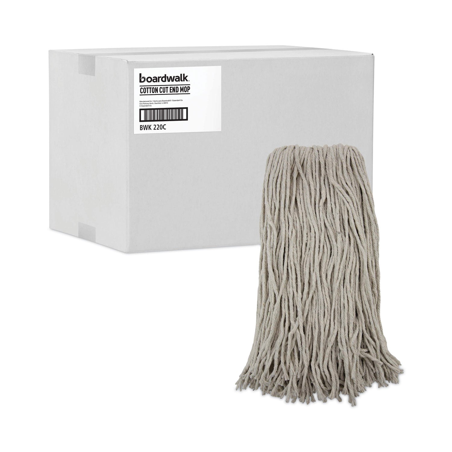 Boardwalk® Premium Cut-End Wet Mop Heads, Cotton, 20oz, White, 12/Carton