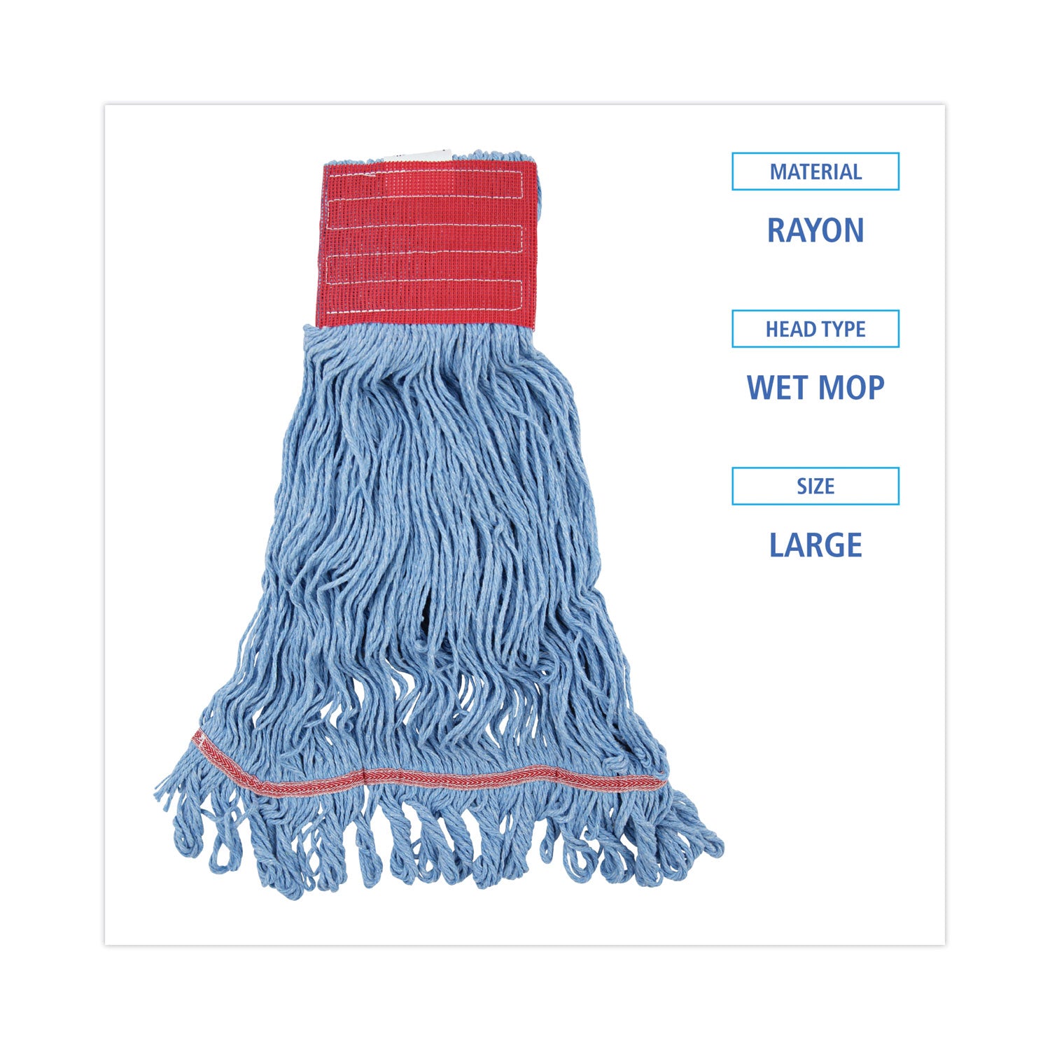 Boardwalk® Pro Loop Web/Tailband Mop Head, Blue, Large, 12/Carton