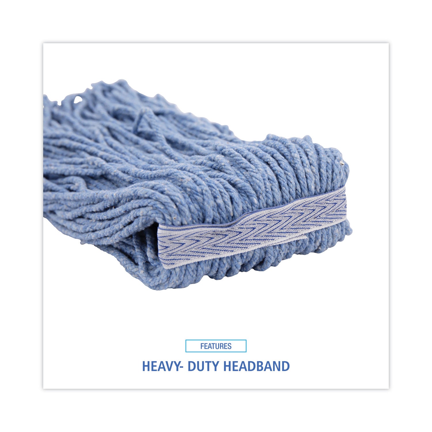 Boardwalk® Mop Head, Standard Head, Cotton/Synthetic Fiber, Cut-End, #20, Blue, 12/Carton