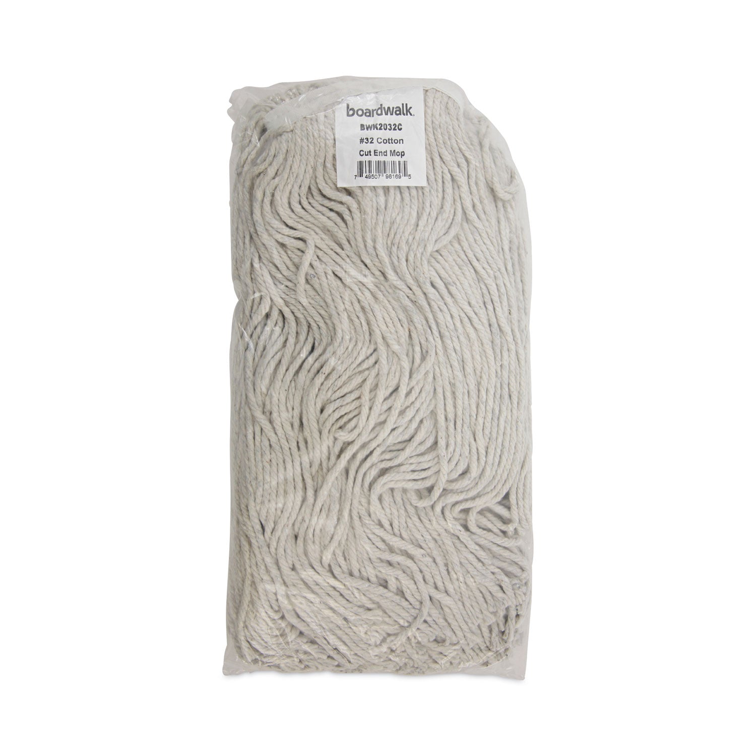 Boardwalk® Cut-End Wet Mop Head, Cotton, No. 32, White, 12/Carton