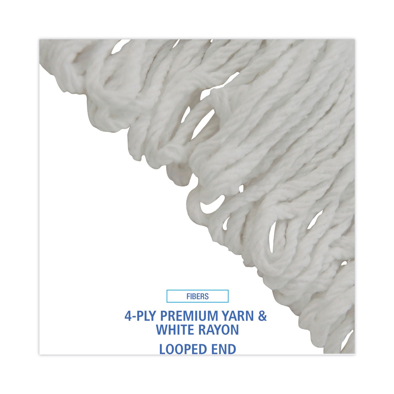 Boardwalk® Pro Loop Web/Tailband Wet Mop Head, Rayon, #24 Size, White, 12/Carton